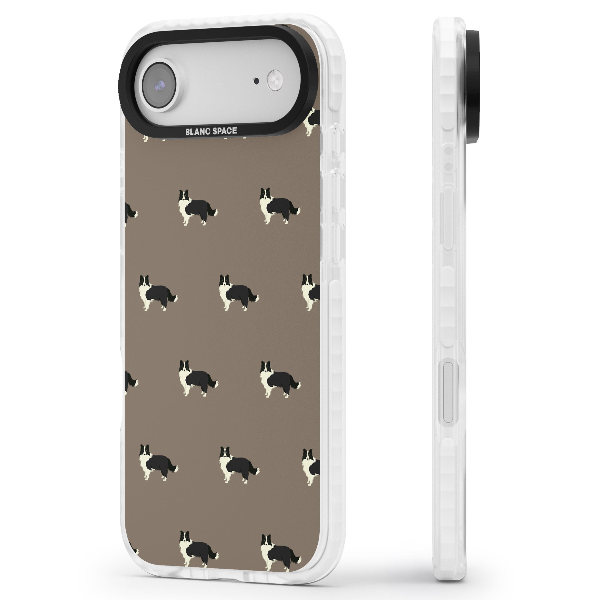 Border Collie Pattern Classic iPhone 17 Air Impact Pro Clear Phone Case Side Profile