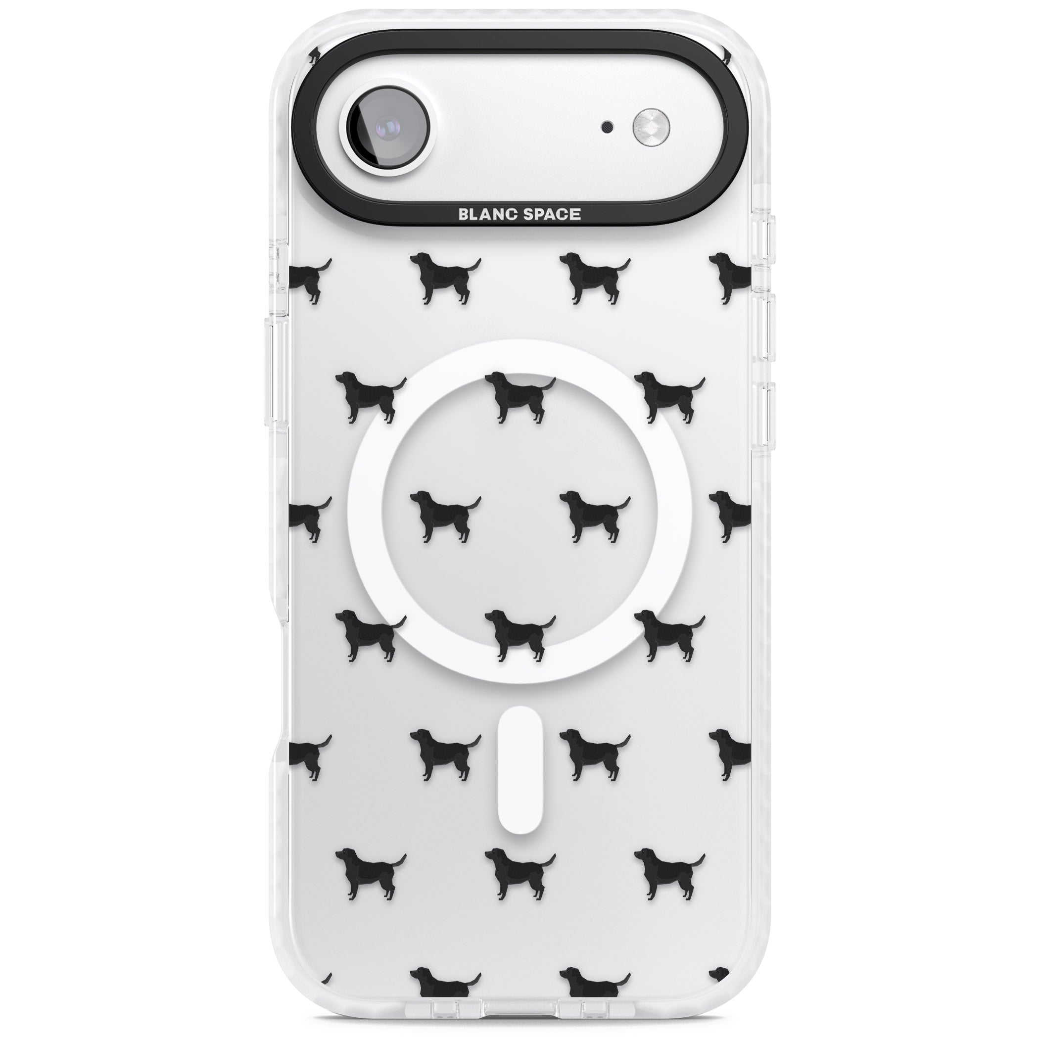 Black Labrador Pattern iPhone 17 Air Impact Pro Clear Phone Case