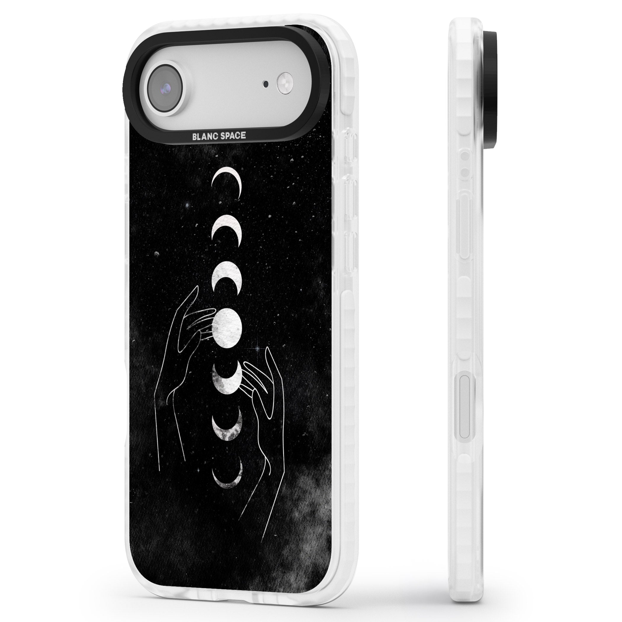 Moon Phases Hands iPhone 17 Air Impact Pro Clear Phone Case Side Profile