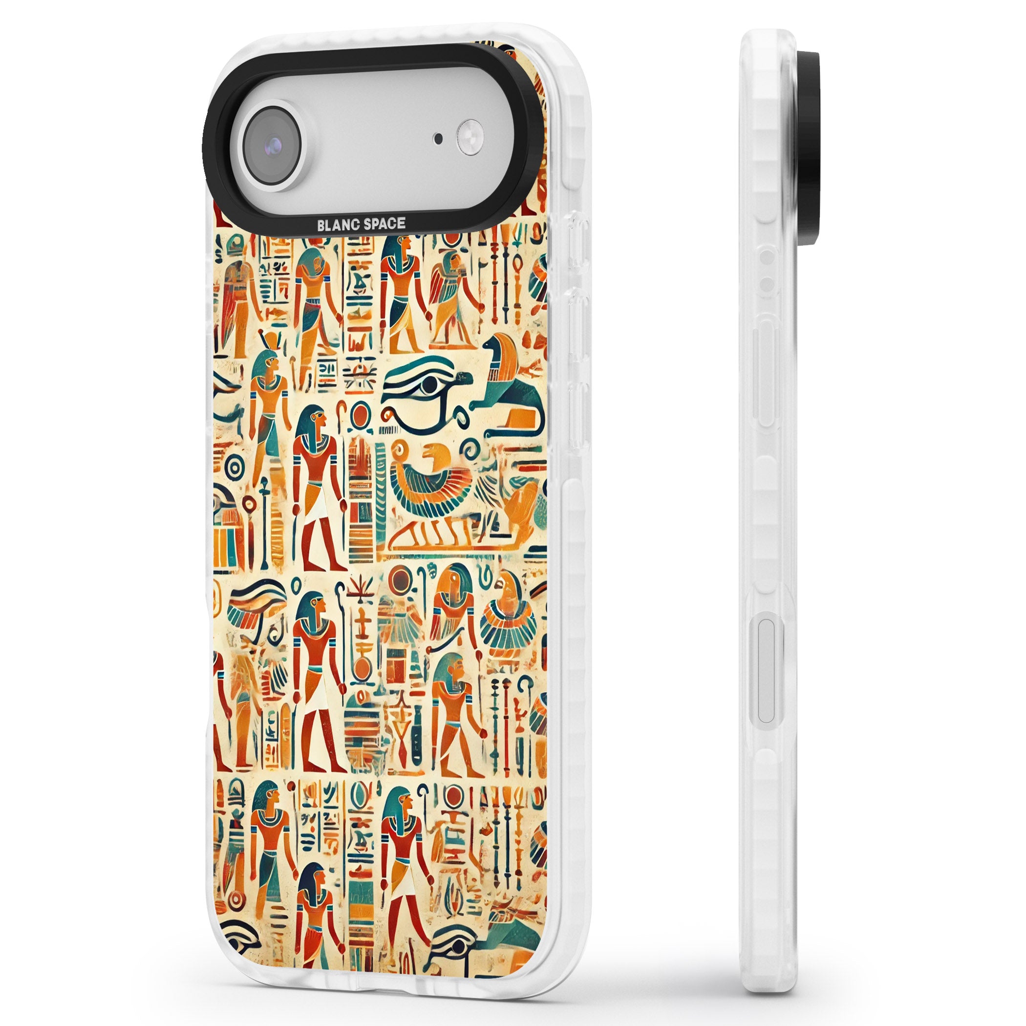 Egyptian Heiroglyphics iPhone 17 Air Impact Pro Clear Phone Case Side Profile