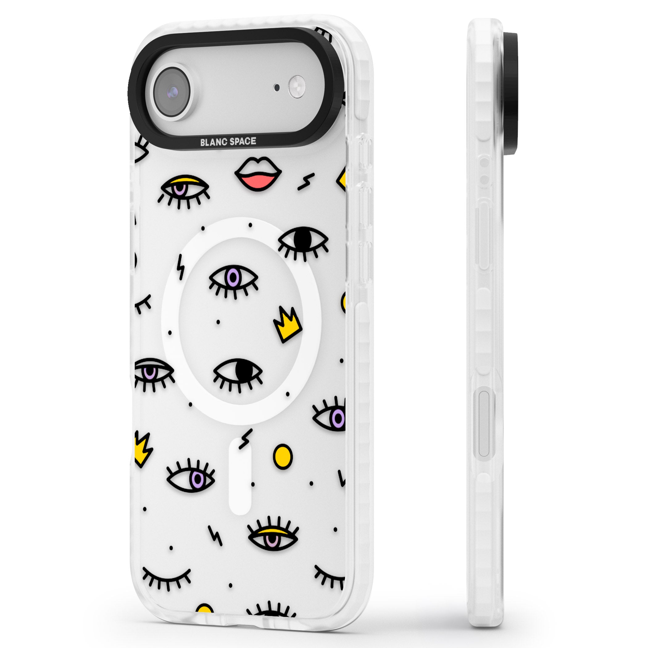Eyes & Lips Icons iPhone 17 Air Impact Pro Clear Phone Case Side Profile