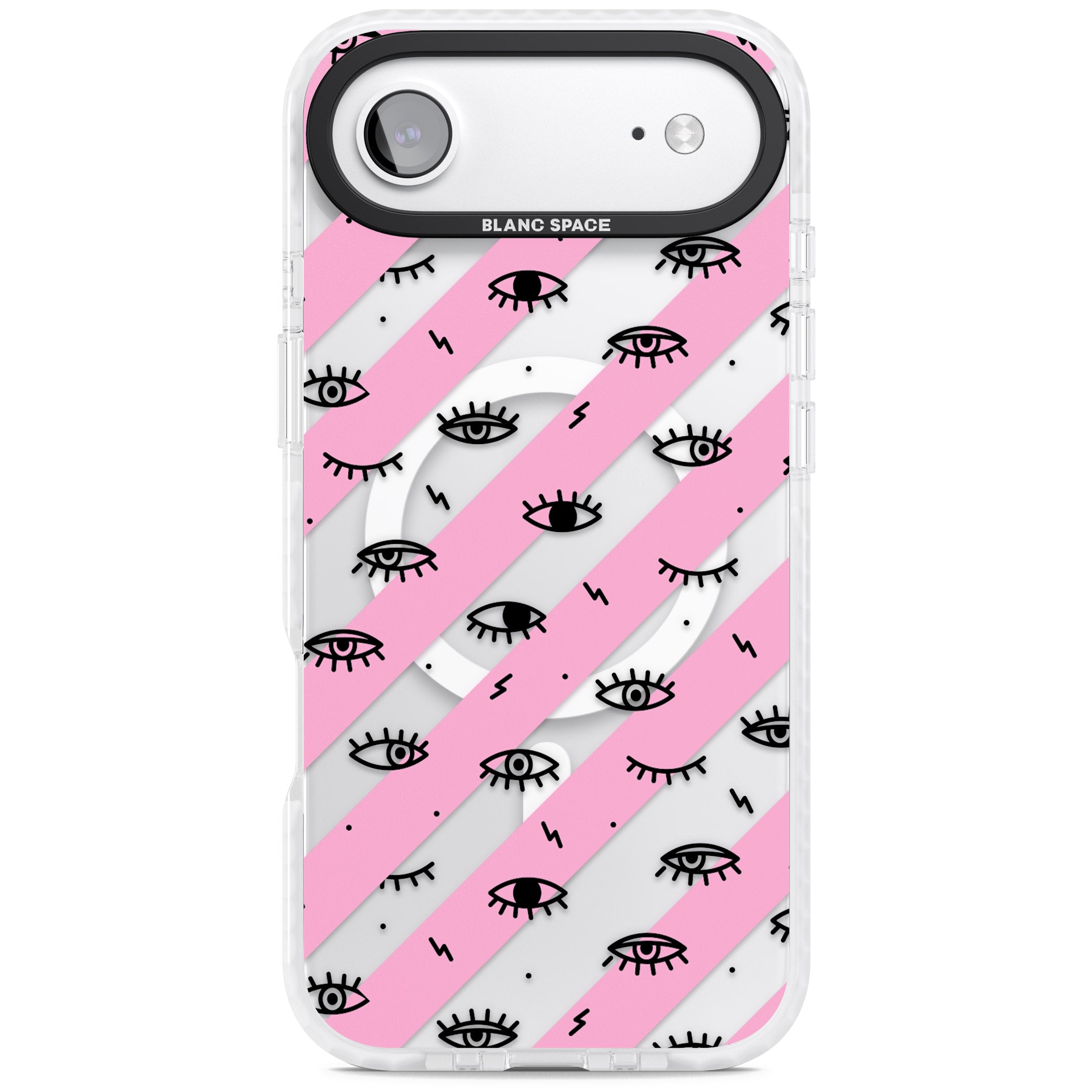 Pink Stripe Eyes iPhone 17 Air Impact Pro Clear Phone Case