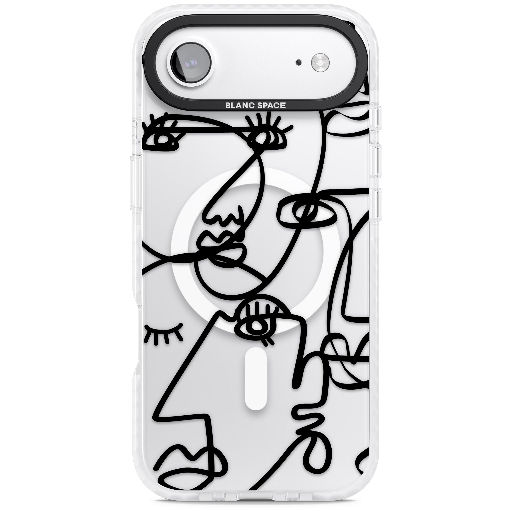 Abstract Line Art Black Clear iPhone 17 Air Impact Pro Clear Phone Case