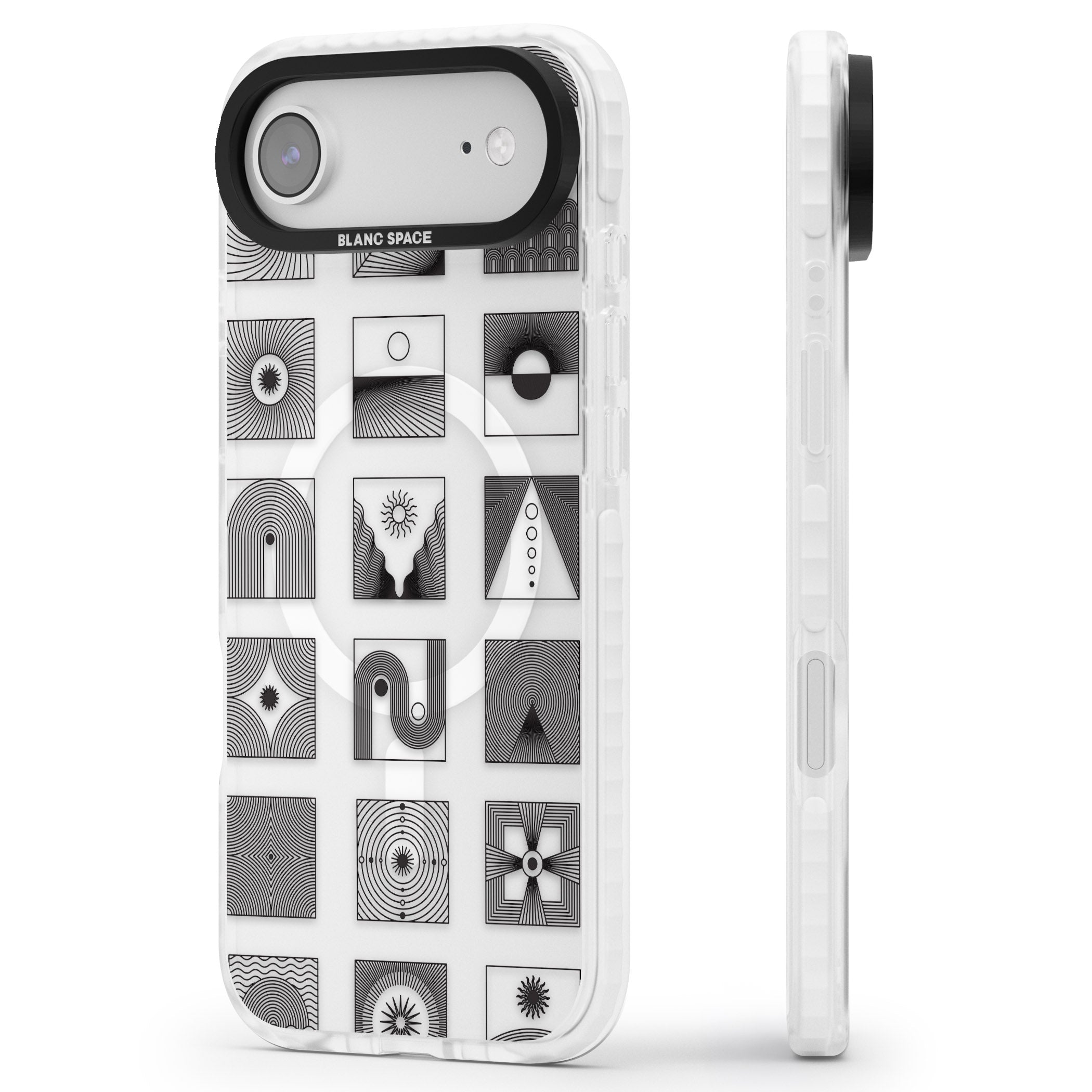 Abstract Geometric iPhone 17 Air Impact Pro Clear Phone Case Side Profile