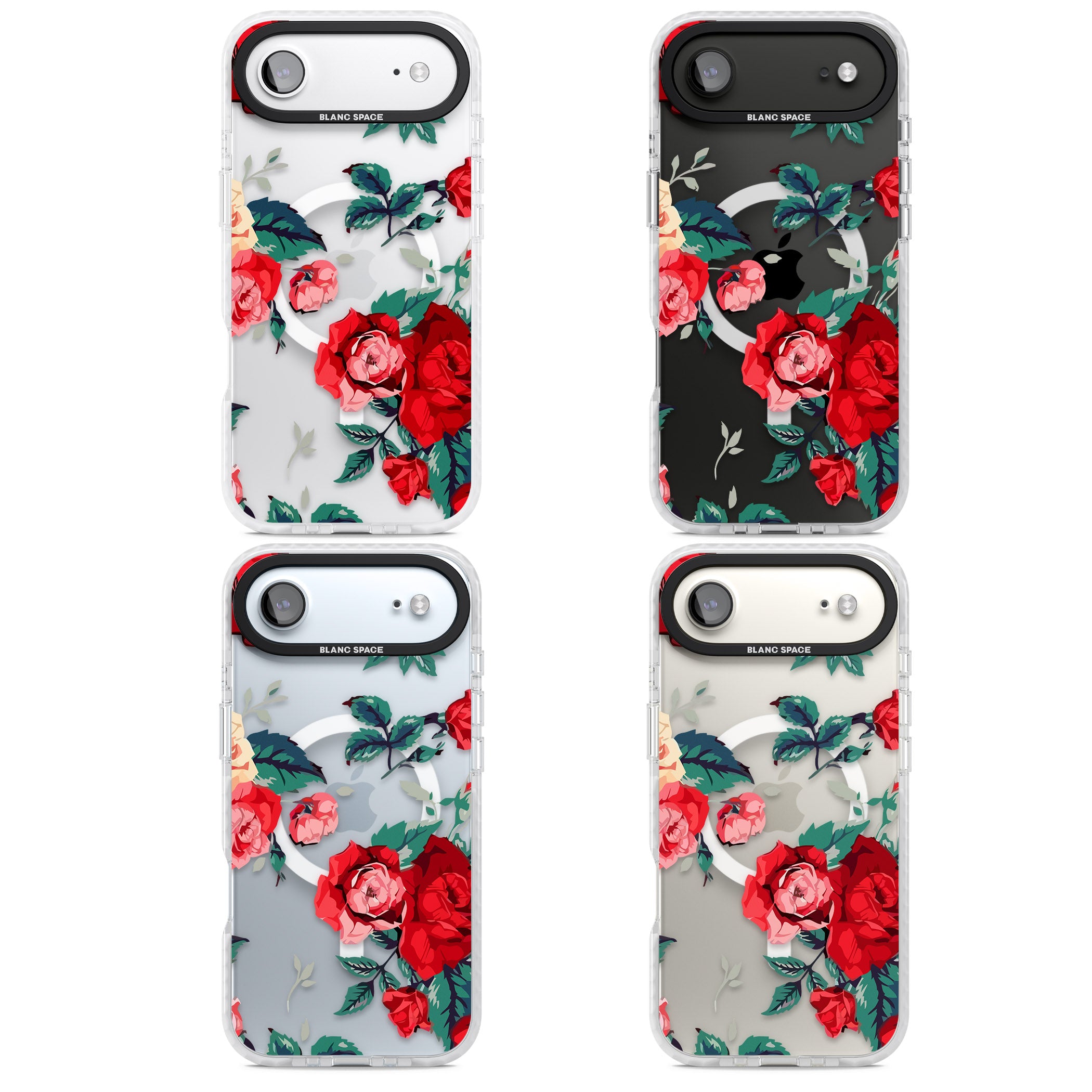 Rose Pattern iPhone 17 Air Impact Pro Clear Phone Case APT Impact Protection