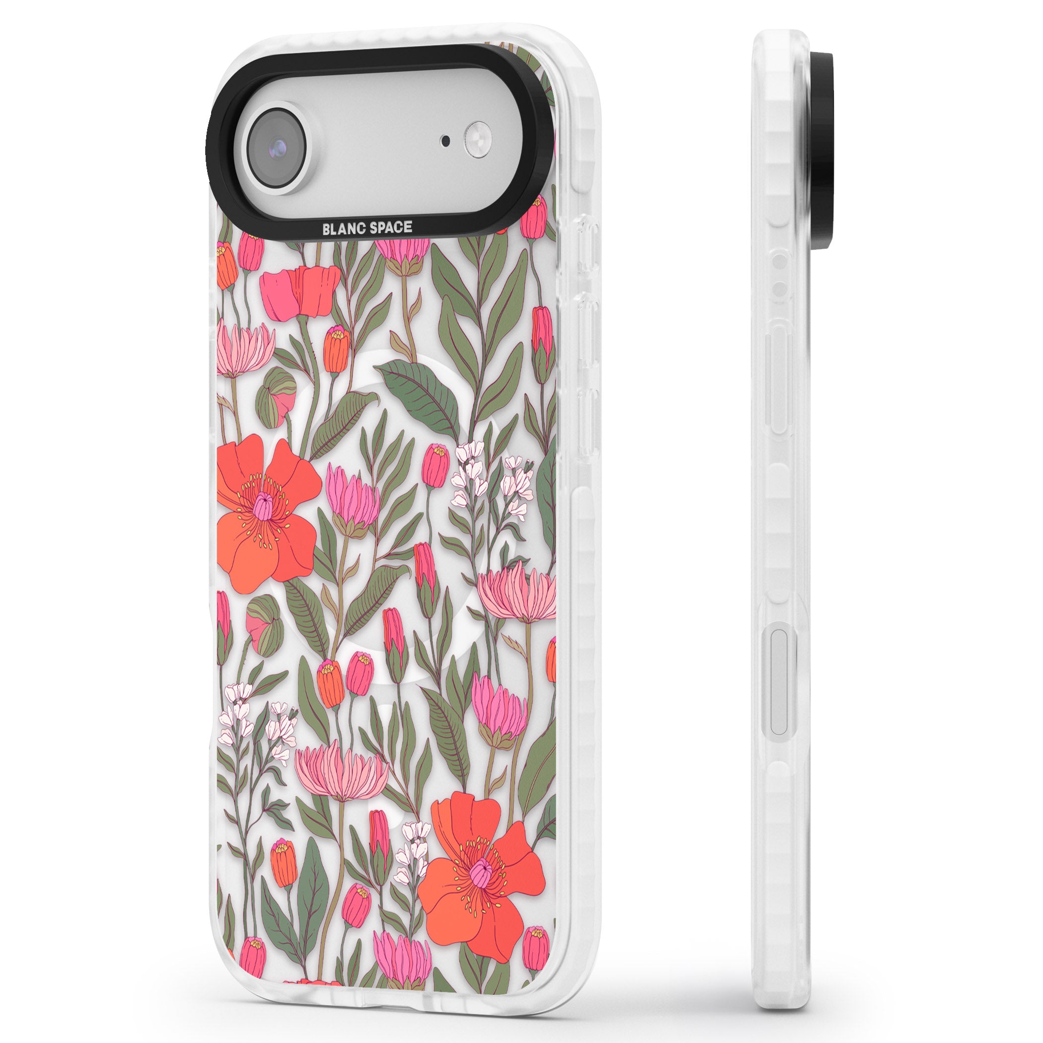 Peachy Floral iPhone 17 Air Impact Pro Clear Phone Case Side Profile