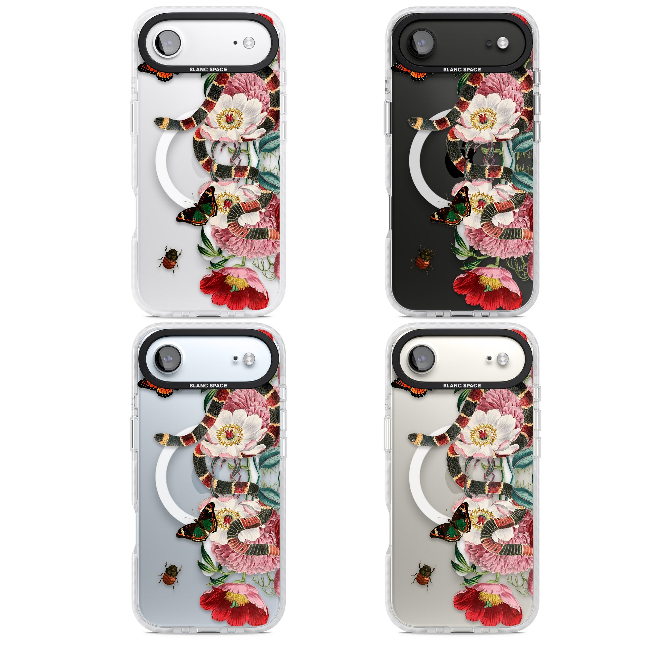 Floral Snake iPhone 17 Air Impact Pro Clear Phone Case APT Impact Protection