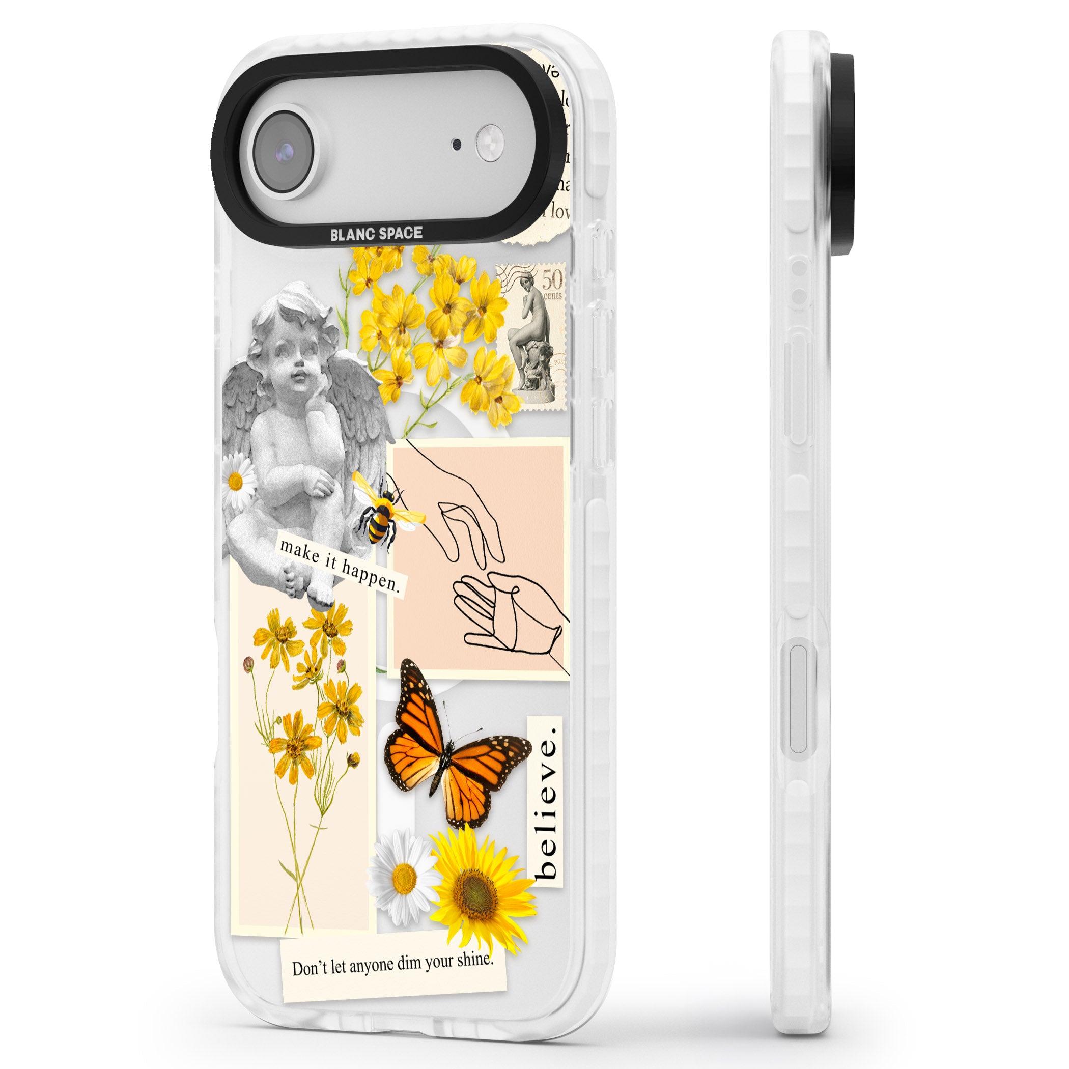 Vintage Wildflower Collage iPhone 17 Air Impact Pro Clear Phone Case Side Profile