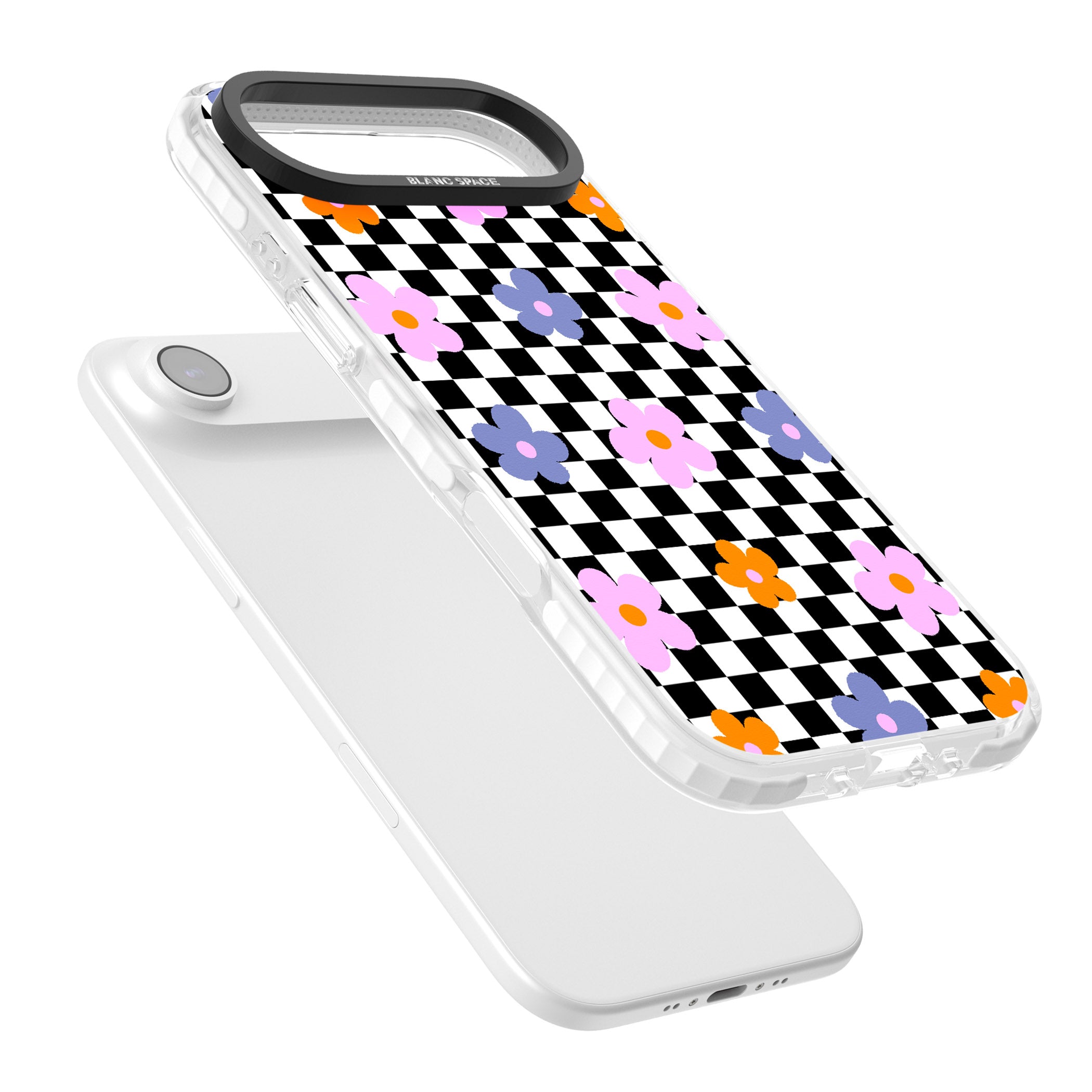 Checkered Blossom iPhone 17 Air Impact Pro Clear Phone Case Colours