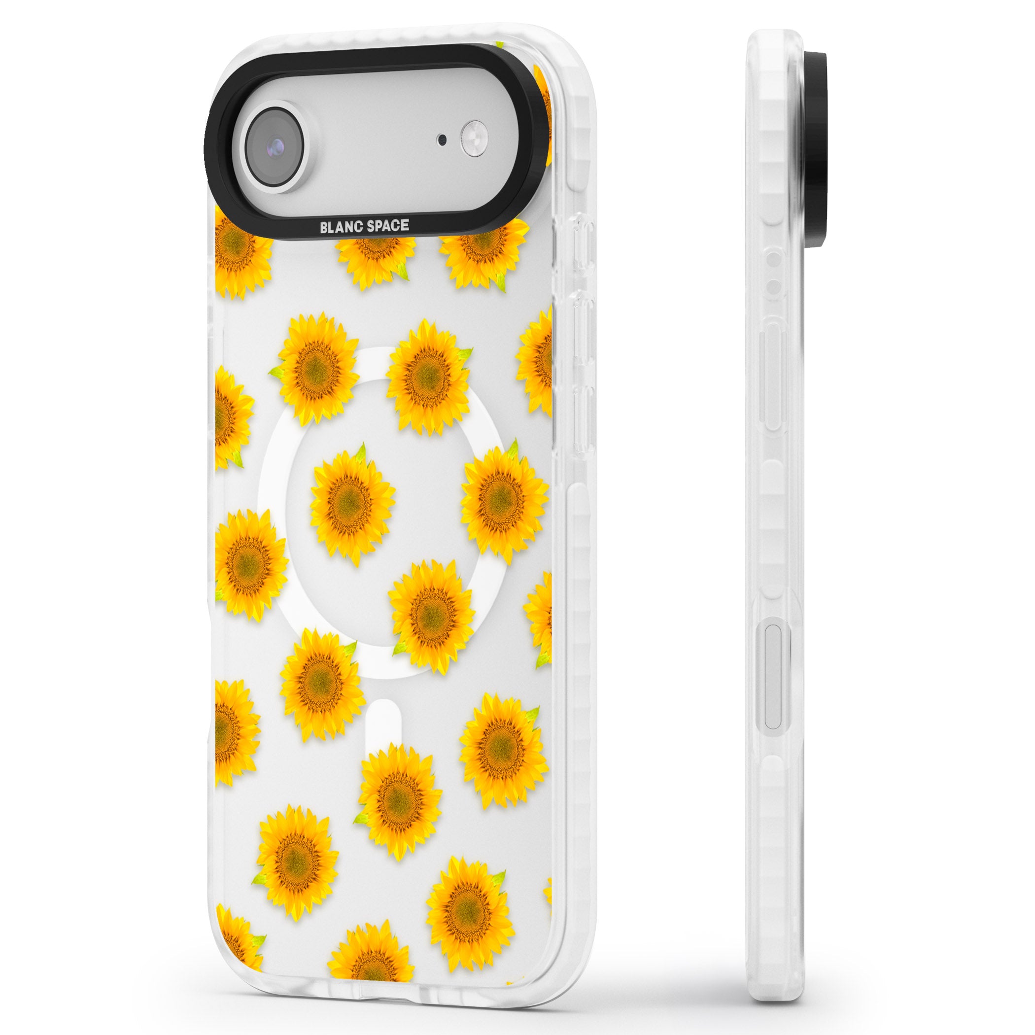 Sunflower Flourish iPhone 17 Air Impact Pro Clear Phone Case Side Profile