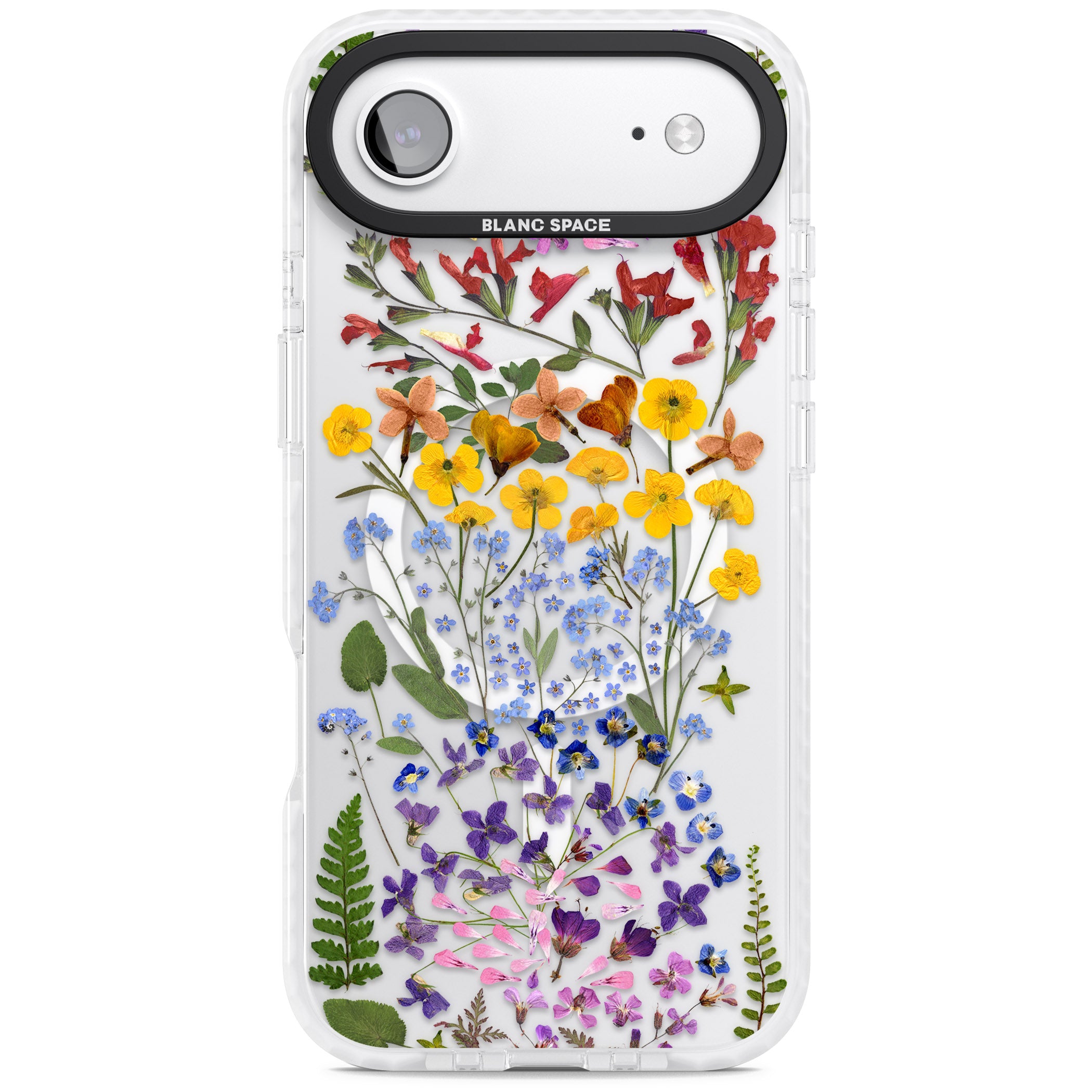 Pressed Wildflower Stripe iPhone 17 Air Impact Pro Clear Phone Case
