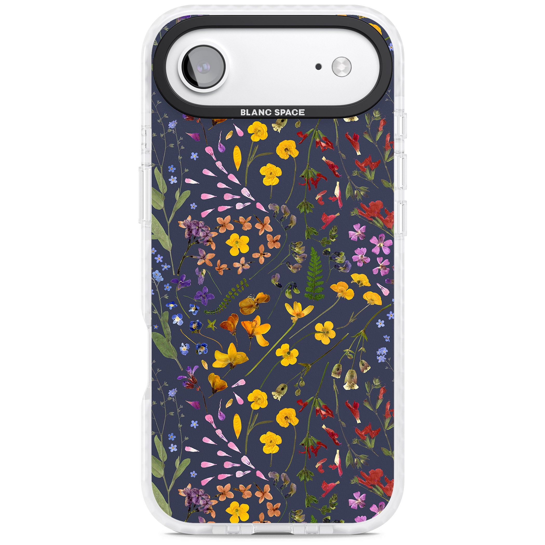 Wildflower Leaves Cluster Navy iPhone 17 Air Impact Pro Clear Phone Case