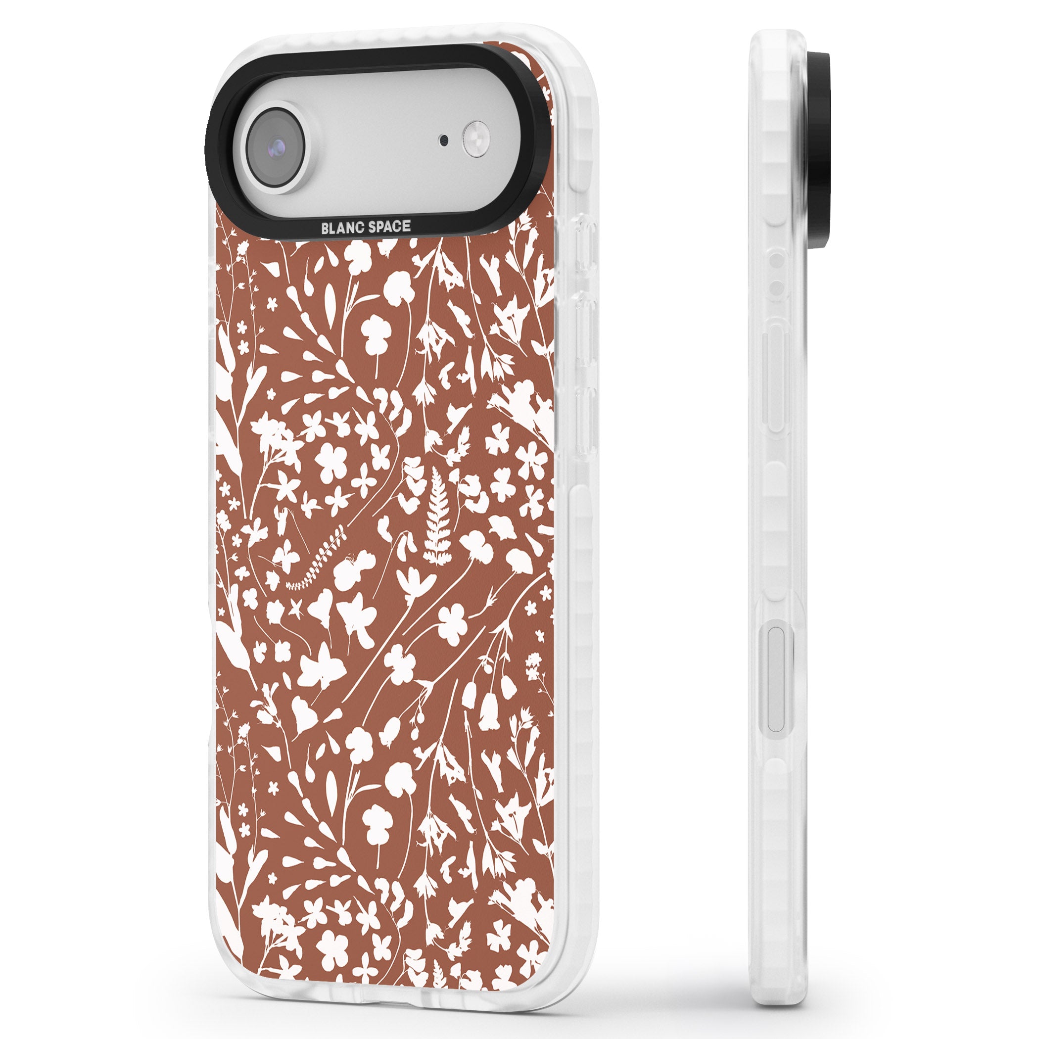 Wildflower Cluster On Terracotta iPhone 17 Air Impact Pro Clear Phone Case Side Profile