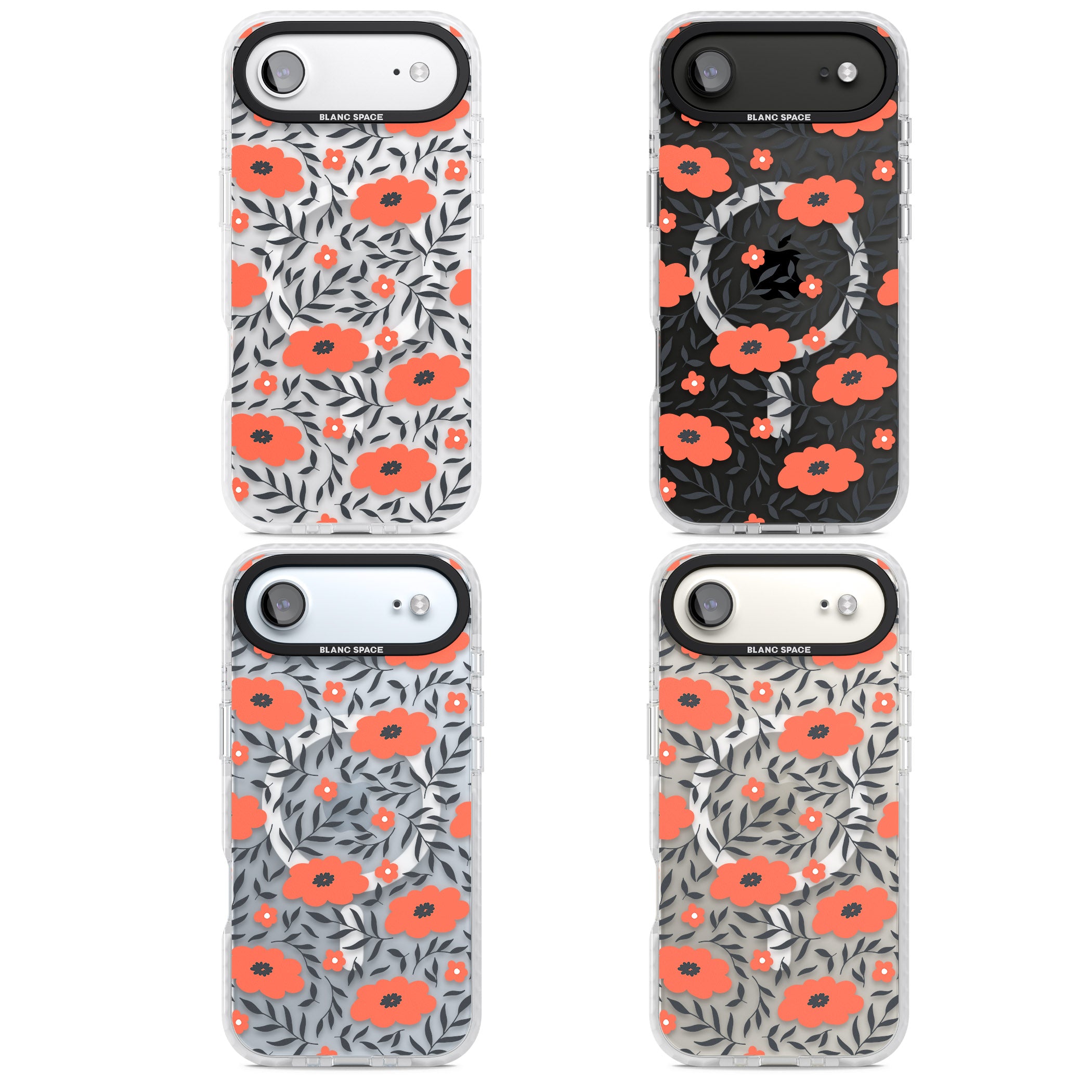 Red Poppy Floral iPhone 17 Air Impact Pro Clear Phone Case APT Impact Protection
