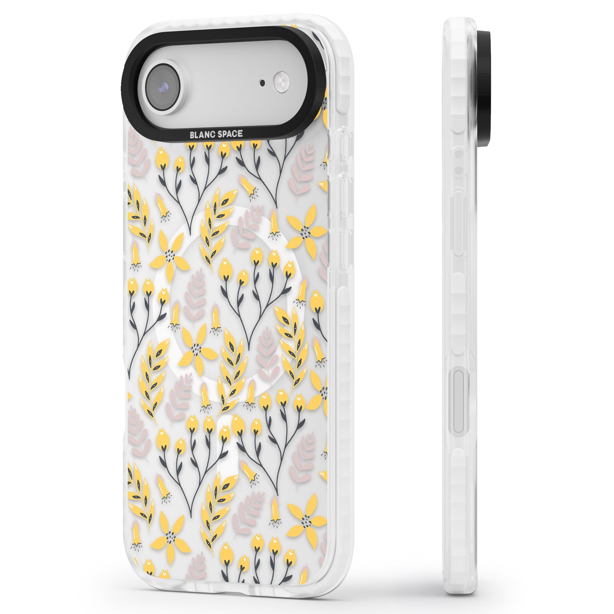 Yellow Floral Vibrance iPhone 17 Air Impact Pro Clear Phone Case Side Profile