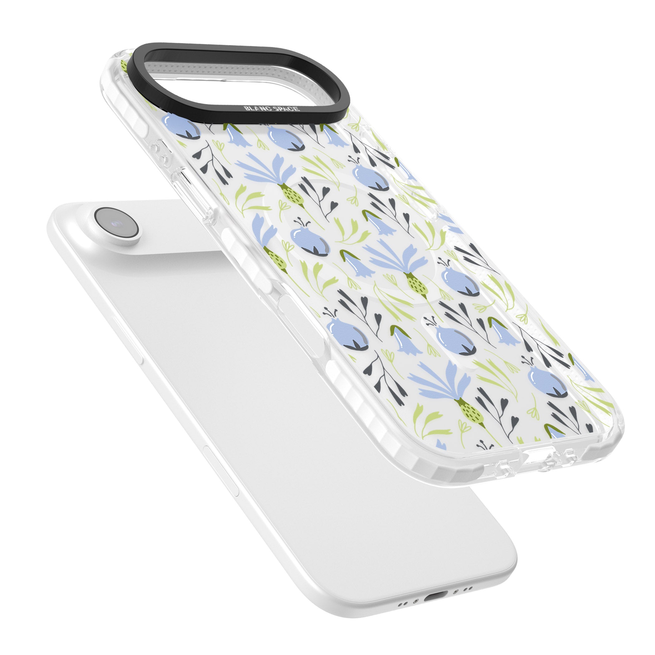 Blue Flora Bloom iPhone 17 Air Impact Pro Clear Phone Case Colours