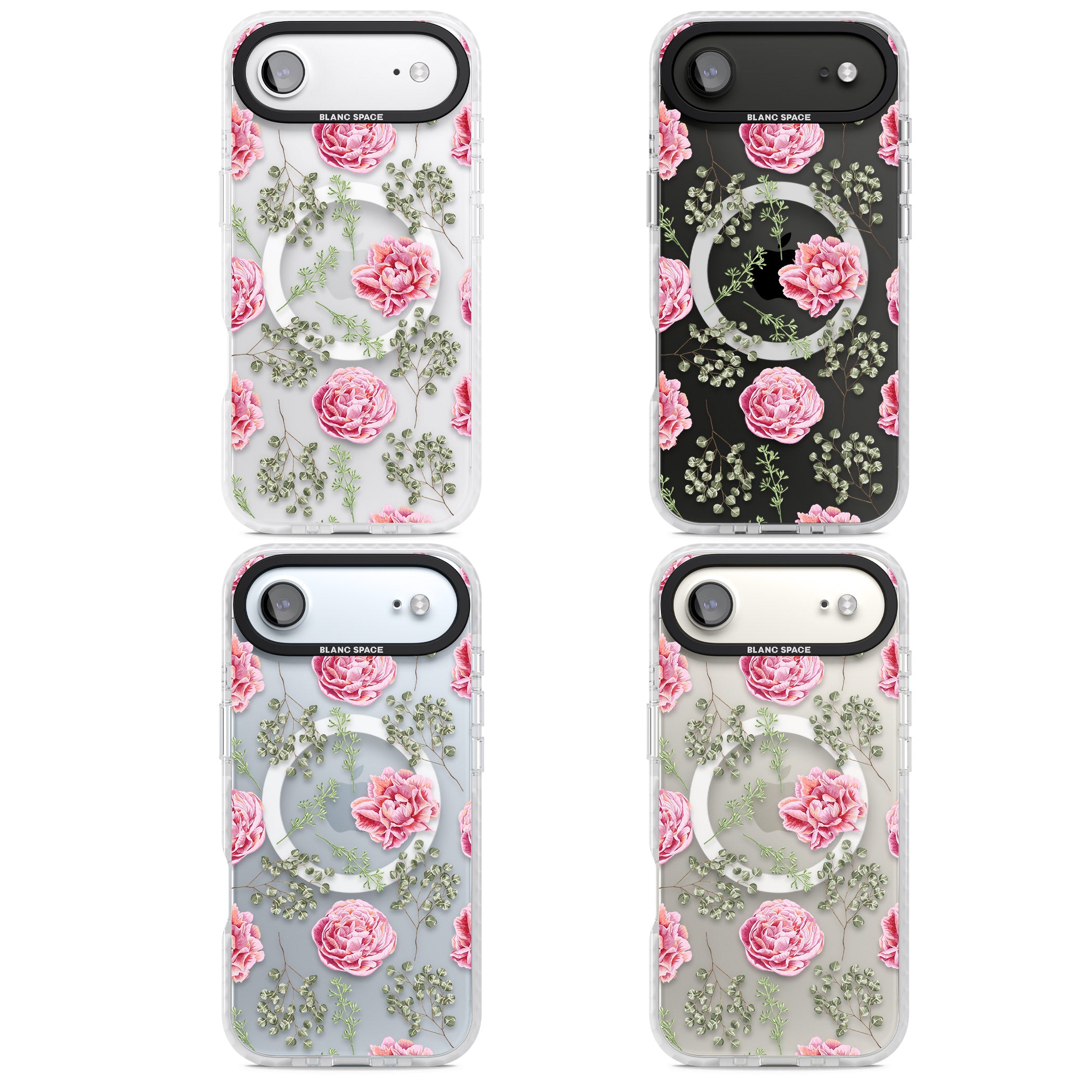 Roses & Eucalyptus Floral iPhone 17 Air Impact Pro Clear Phone Case APT Impact Protection