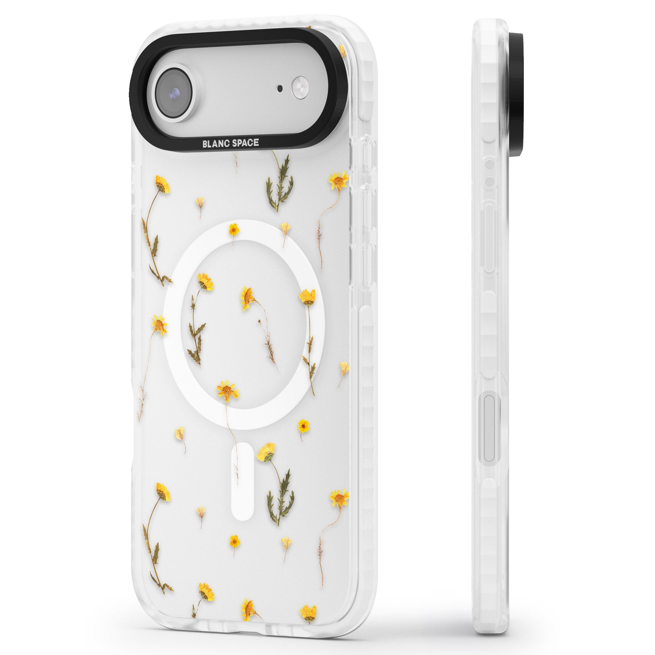 Yellow Wildflower iPhone 17 Air Impact Pro Clear Phone Case Side Profile