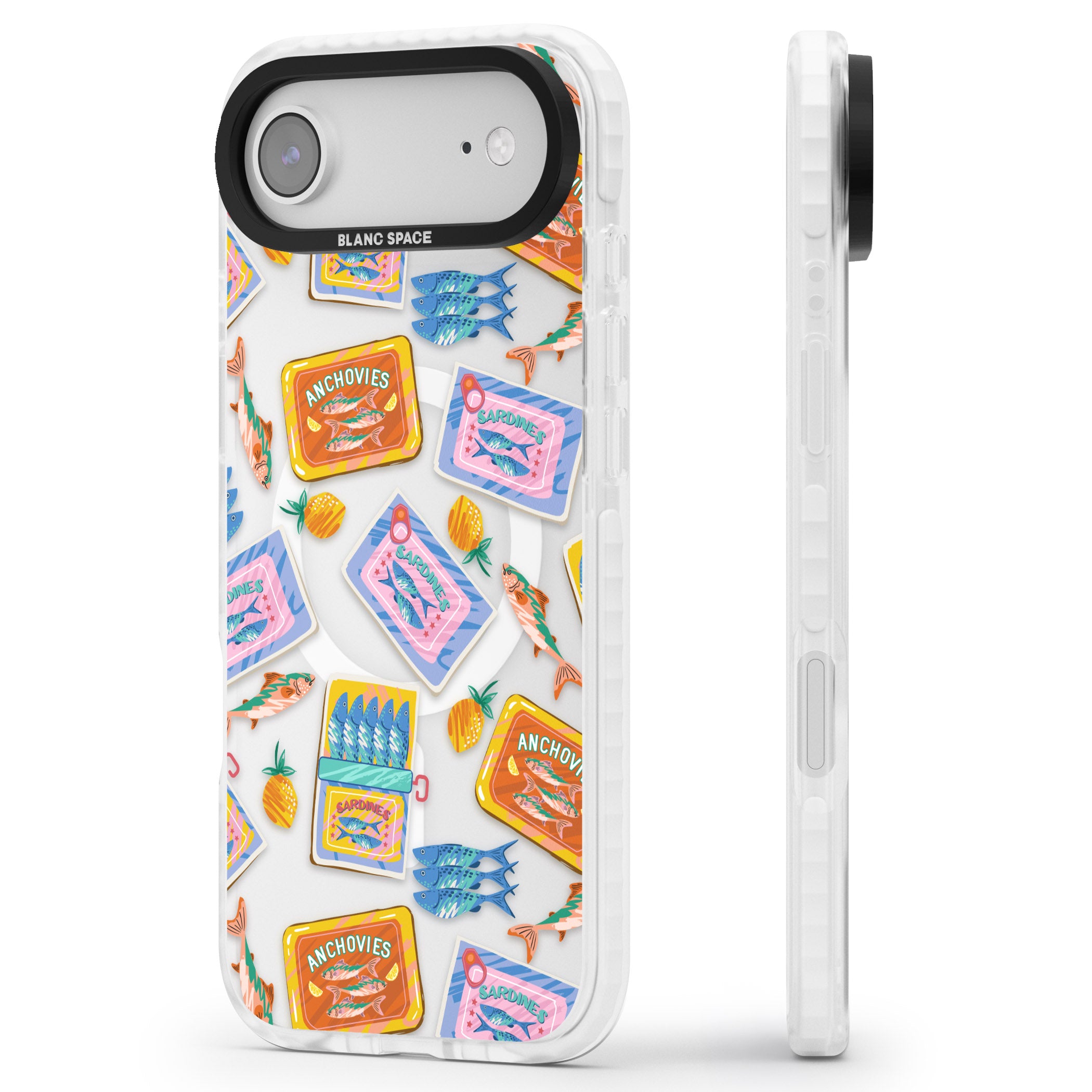 Sardines & Anchovies iPhone 17 Air Impact Pro Clear Phone Case Side Profile