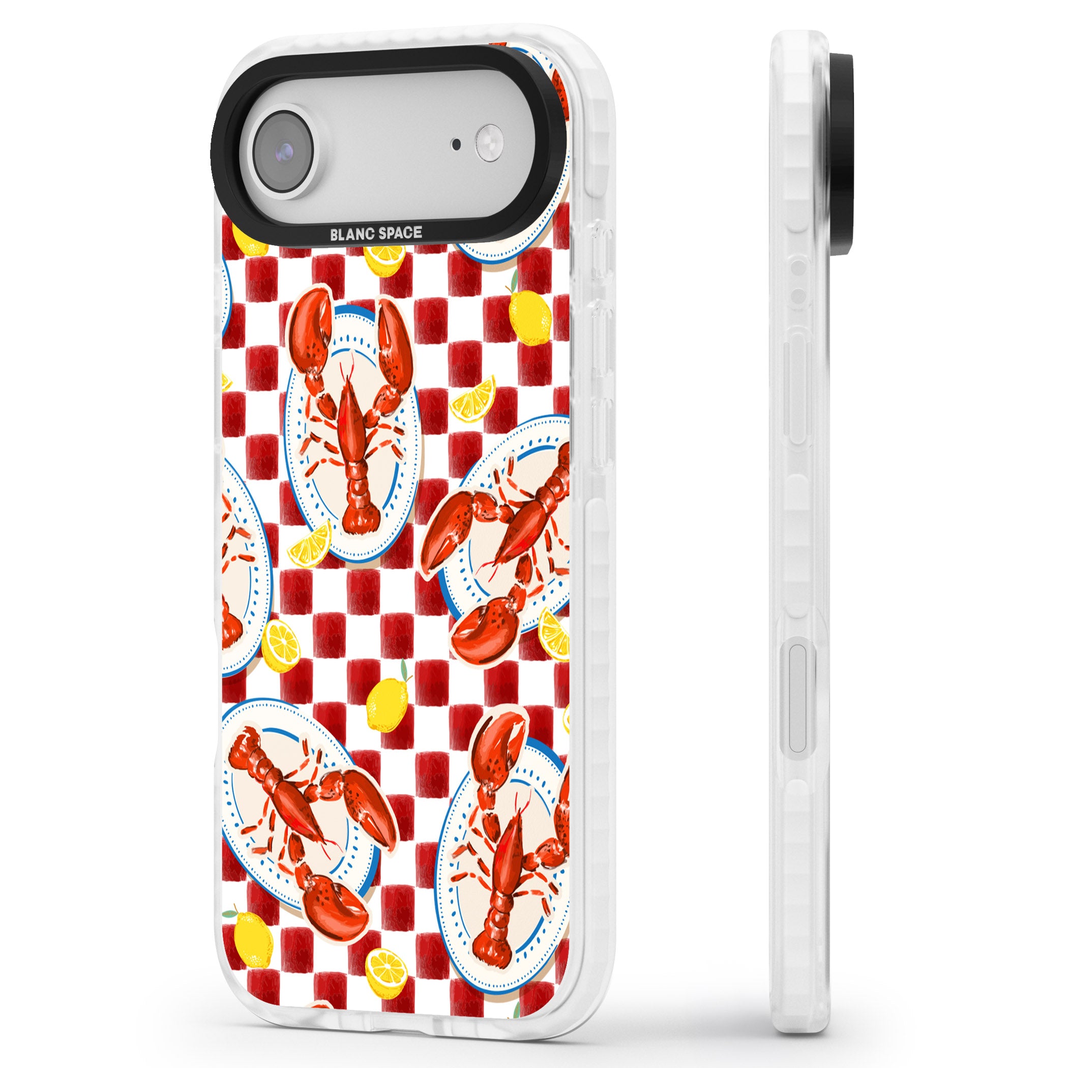 Red Lobster Checkered iPhone 17 Air Impact Pro Clear Phone Case Side Profile