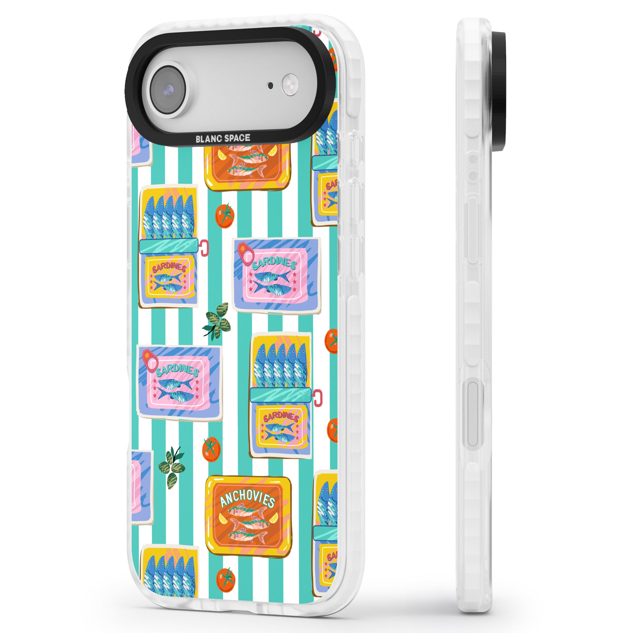 Sardine & Anchovy Stripes iPhone 17 Air Impact Pro Clear Phone Case Side Profile