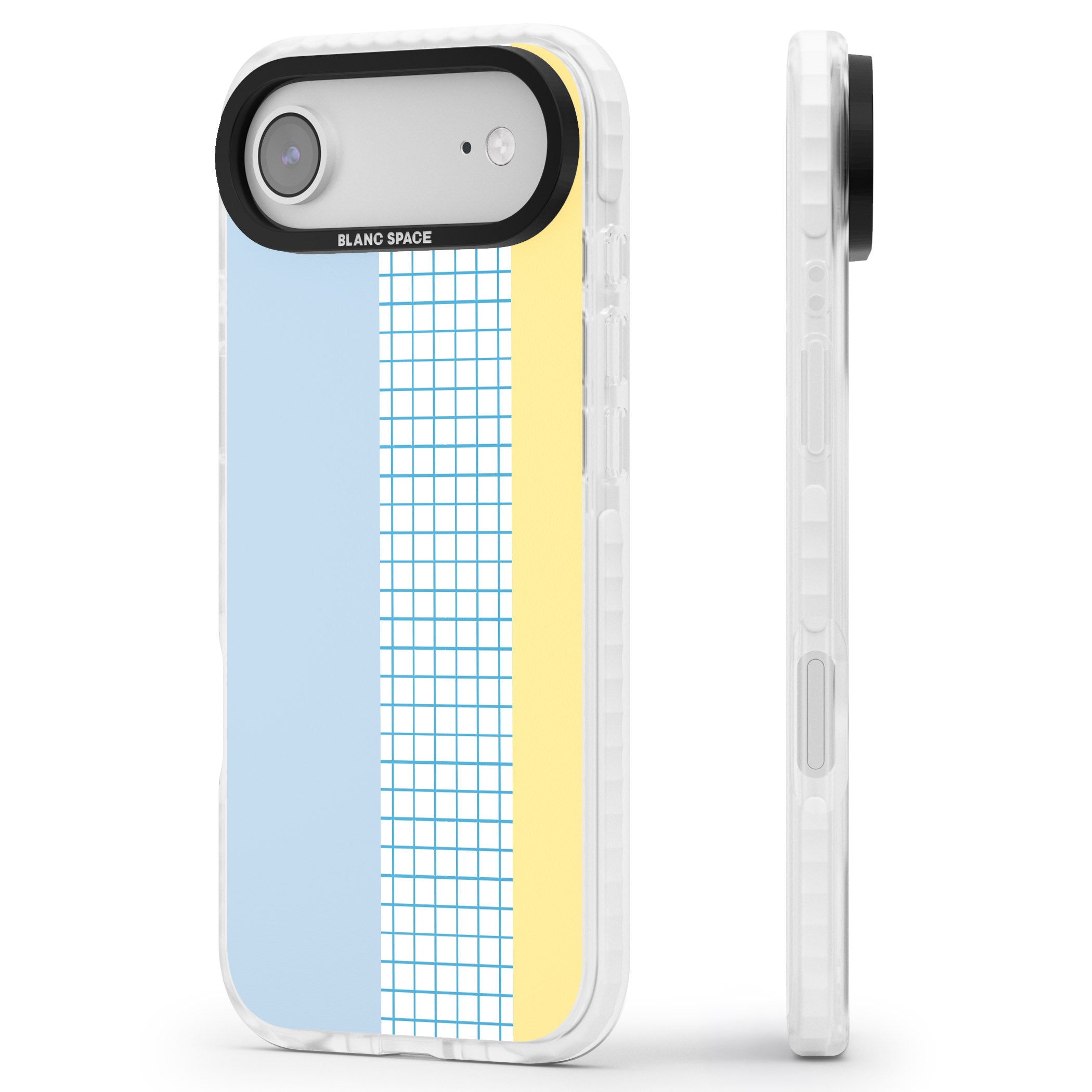 Abstract Grid Blue & Yellow iPhone 17 Air Impact Pro Clear Phone Case Side Profile