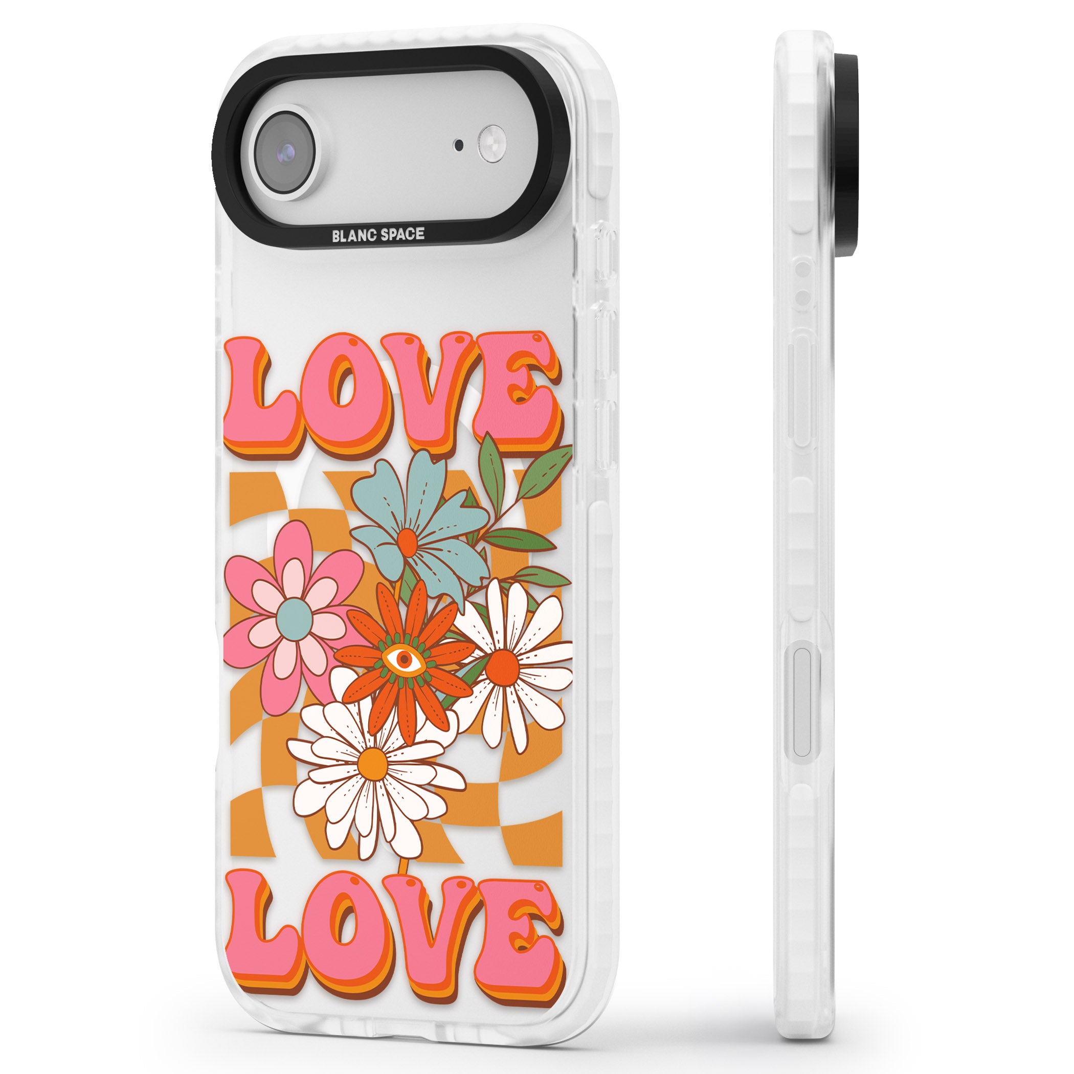 Love Bloom iPhone 17 Air Impact Pro Clear Phone Case Side Profile