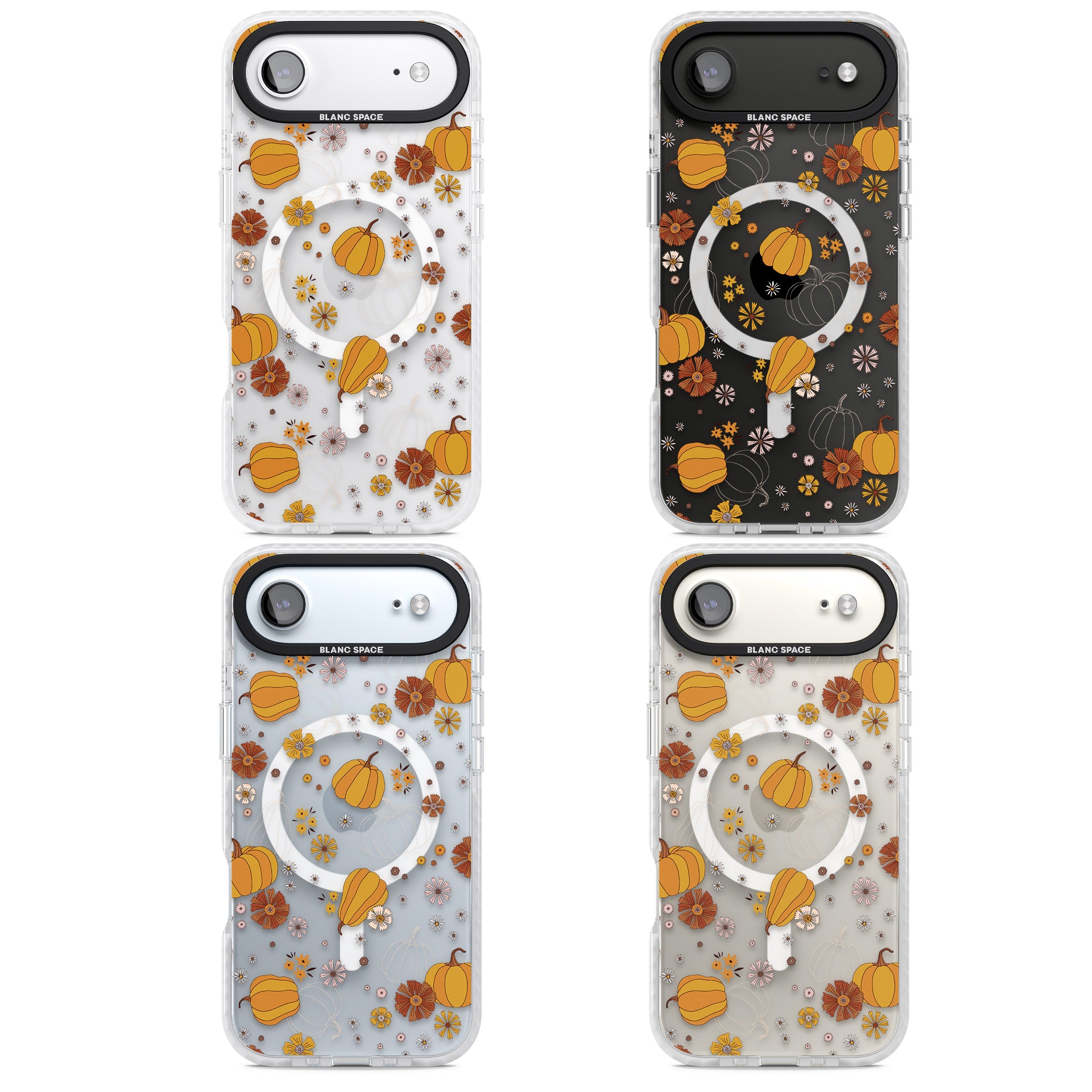 Halloween Pumpkins And Flowers iPhone 17 Air Impact Pro Clear Phone Case APT Impact Protection