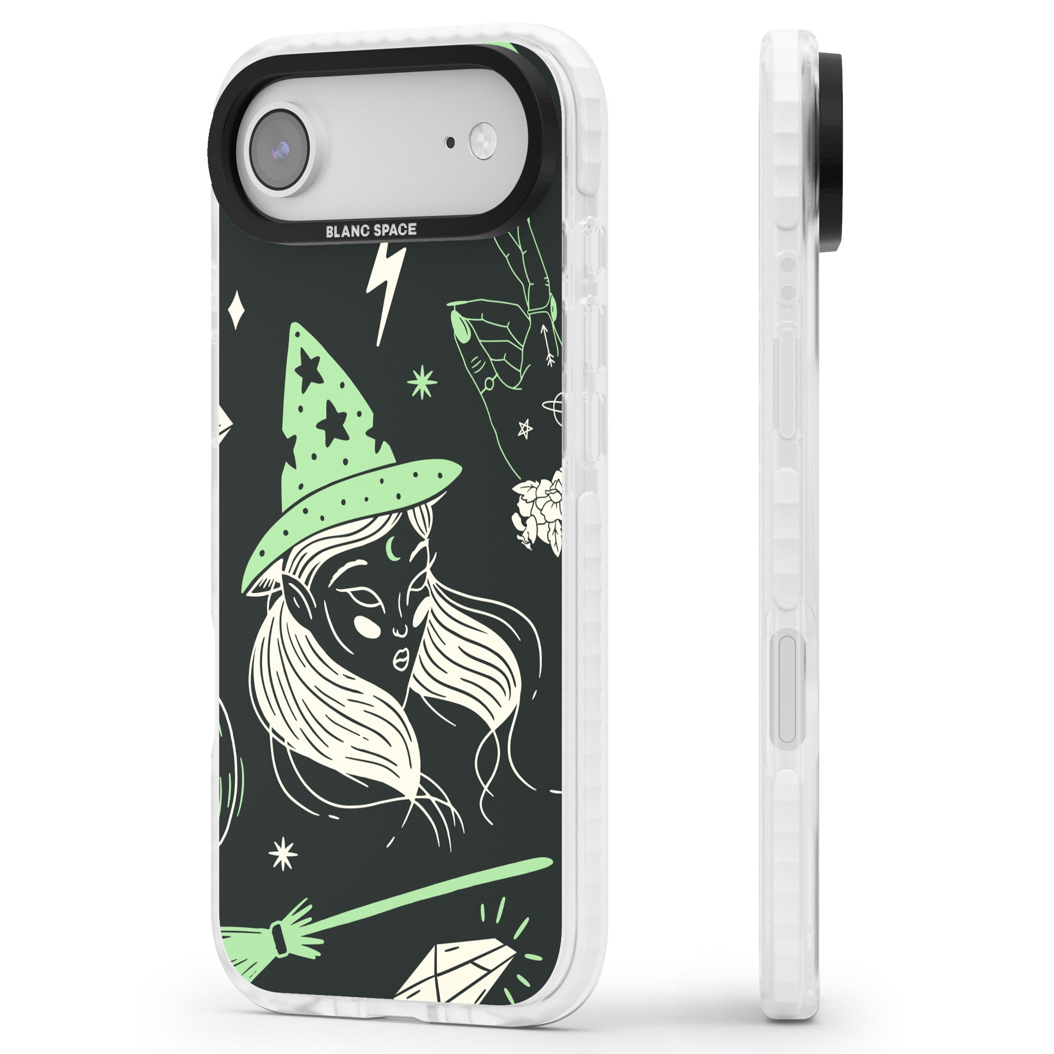 Astrology Witch Pattern iPhone 17 Air Impact Pro Clear Phone Case Side Profile