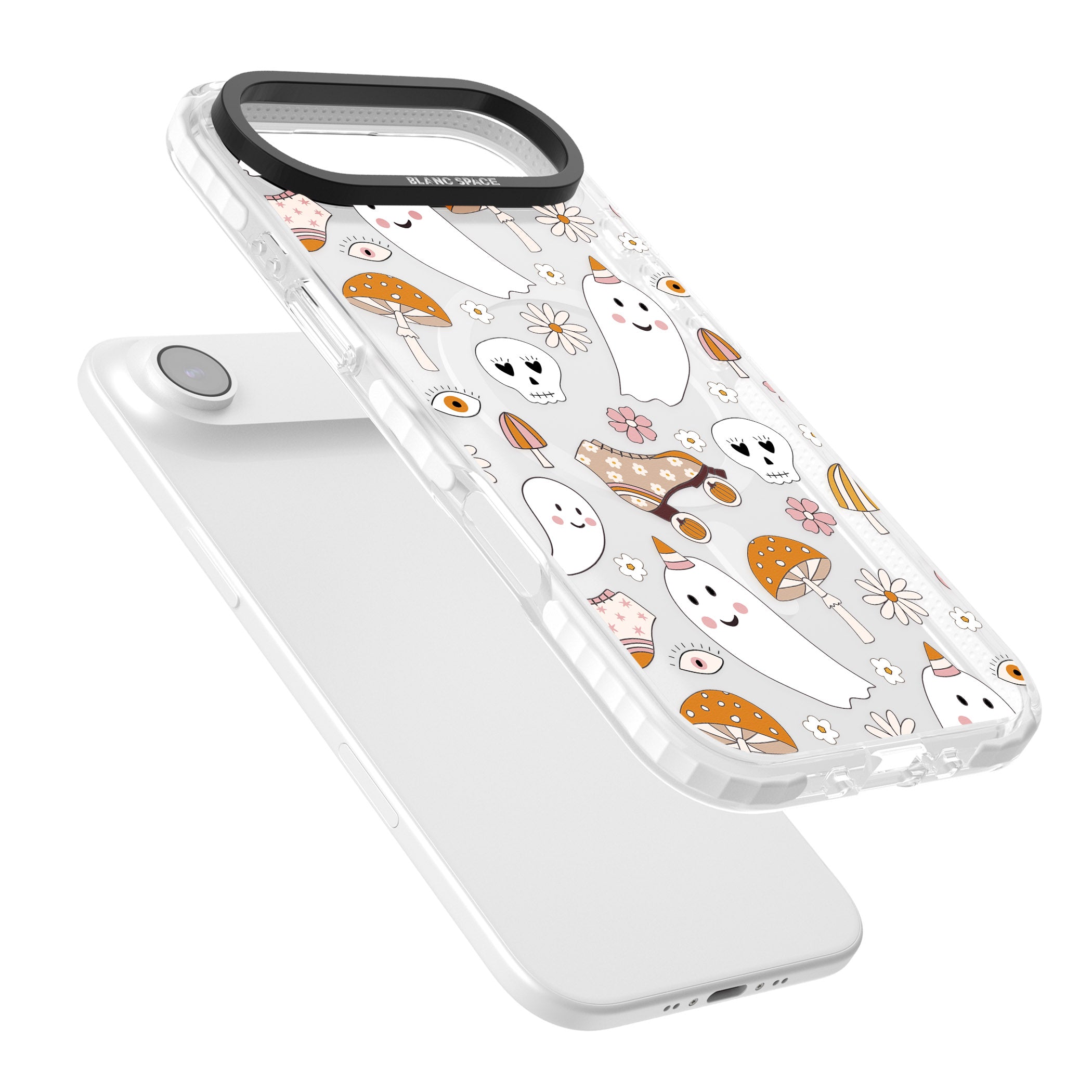 Cute Ghost And Skulls Pattern iPhone 17 Air Impact Pro Clear Phone Case Colours