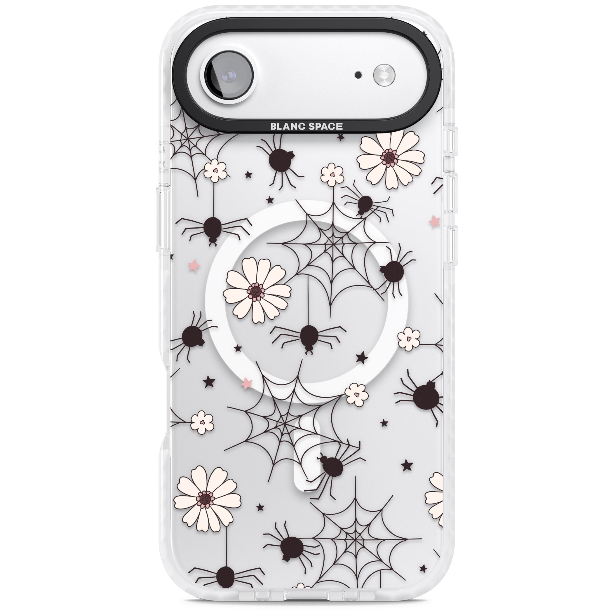 Spiders And Flowers Pattern iPhone 17 Air Impact Pro Clear Phone Case