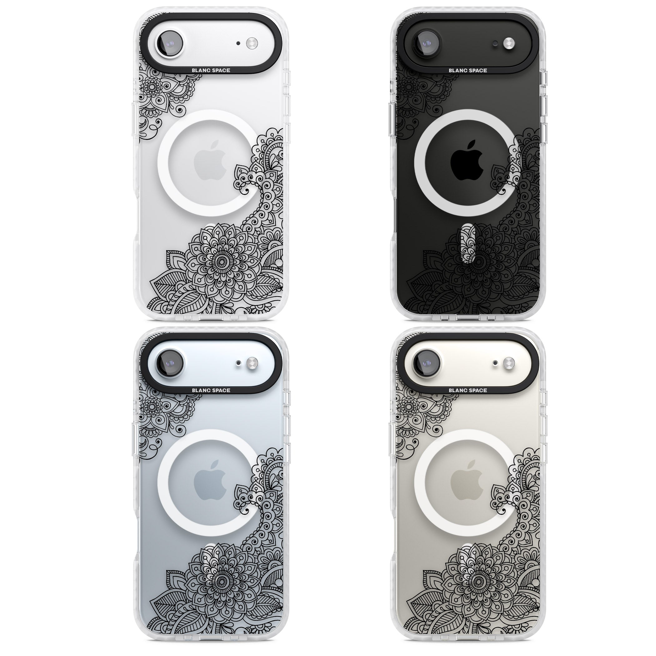 Black Henna Botanicals iPhone 17 Air Impact Pro Clear Phone Case APT Impact Protection