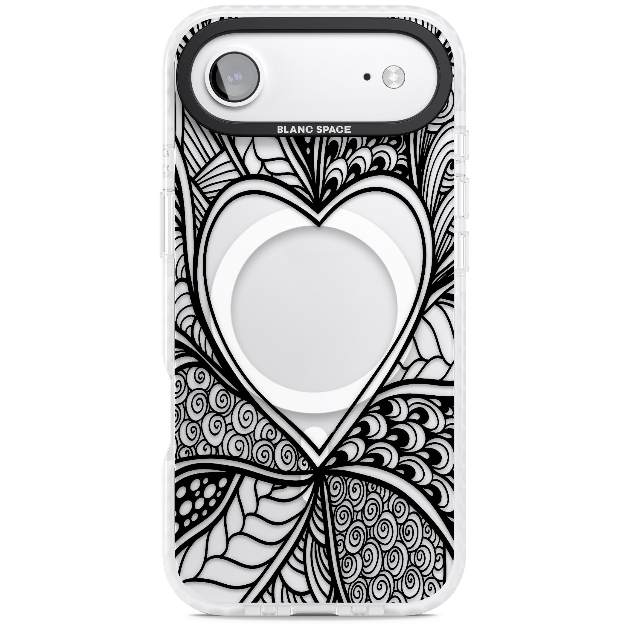 Black Henna Heart iPhone 17 Air Impact Pro Clear Phone Case
