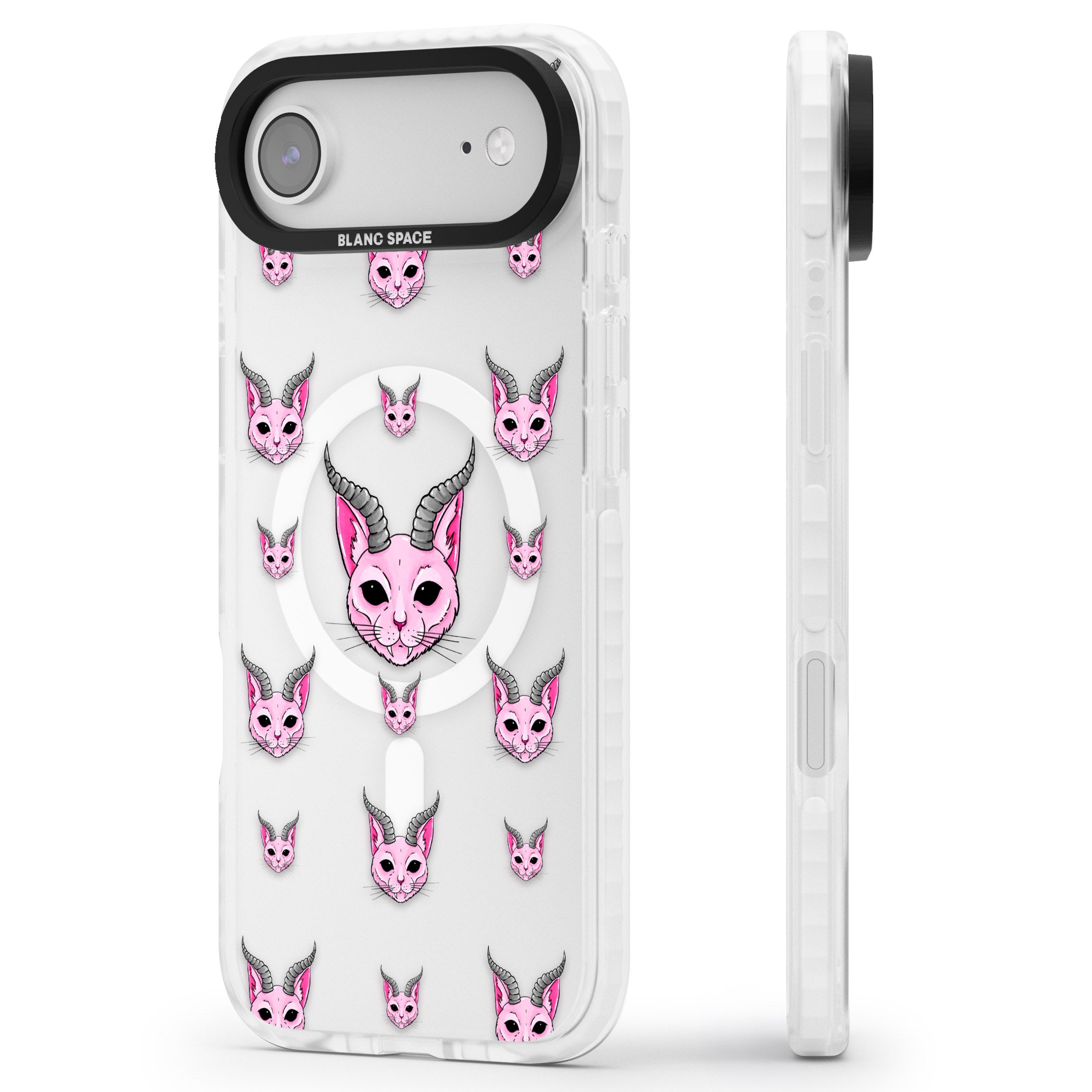 Demon Cat Pattern iPhone 17 Air Impact Pro Clear Phone Case Side Profile