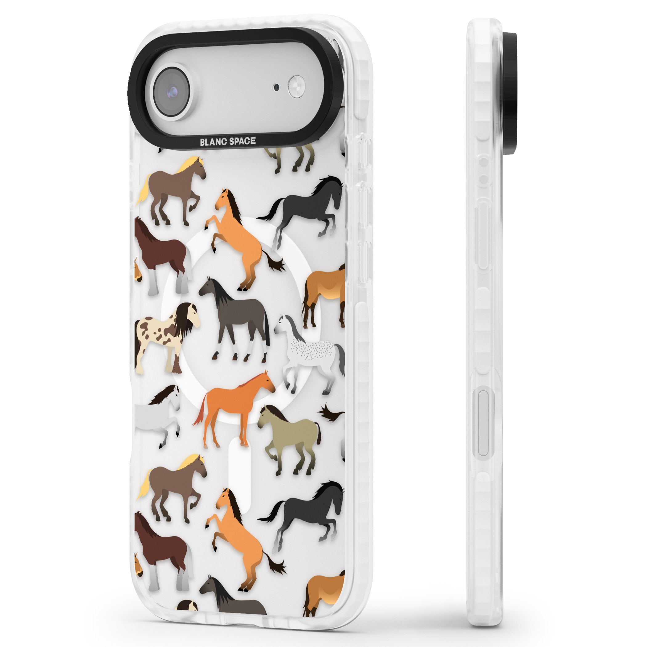 Horse Pattern iPhone 17 Air Impact Pro Clear Phone Case Side Profile