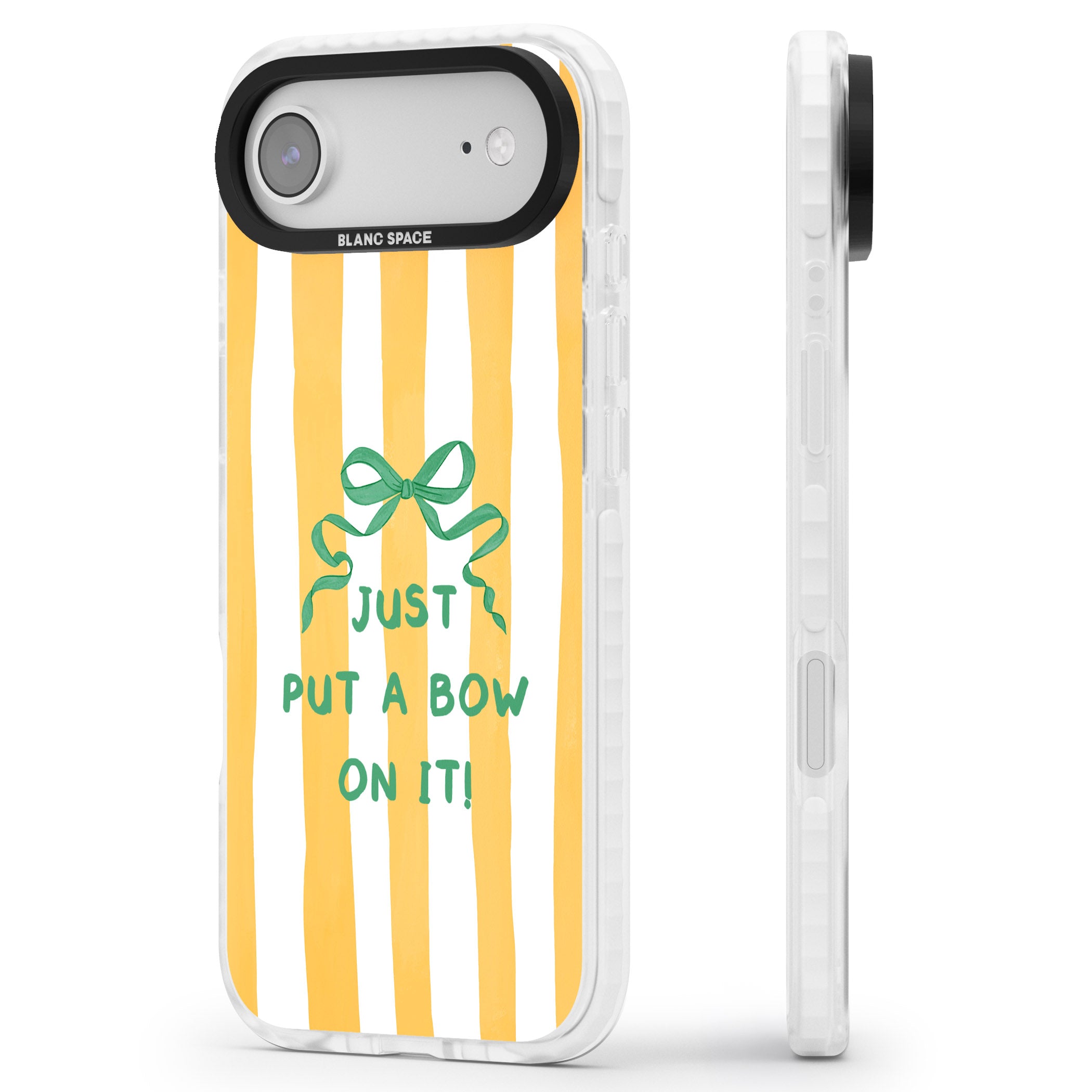 Just Put a Bow On It iPhone 17 Air Impact Pro Clear Phone Case Side Profile