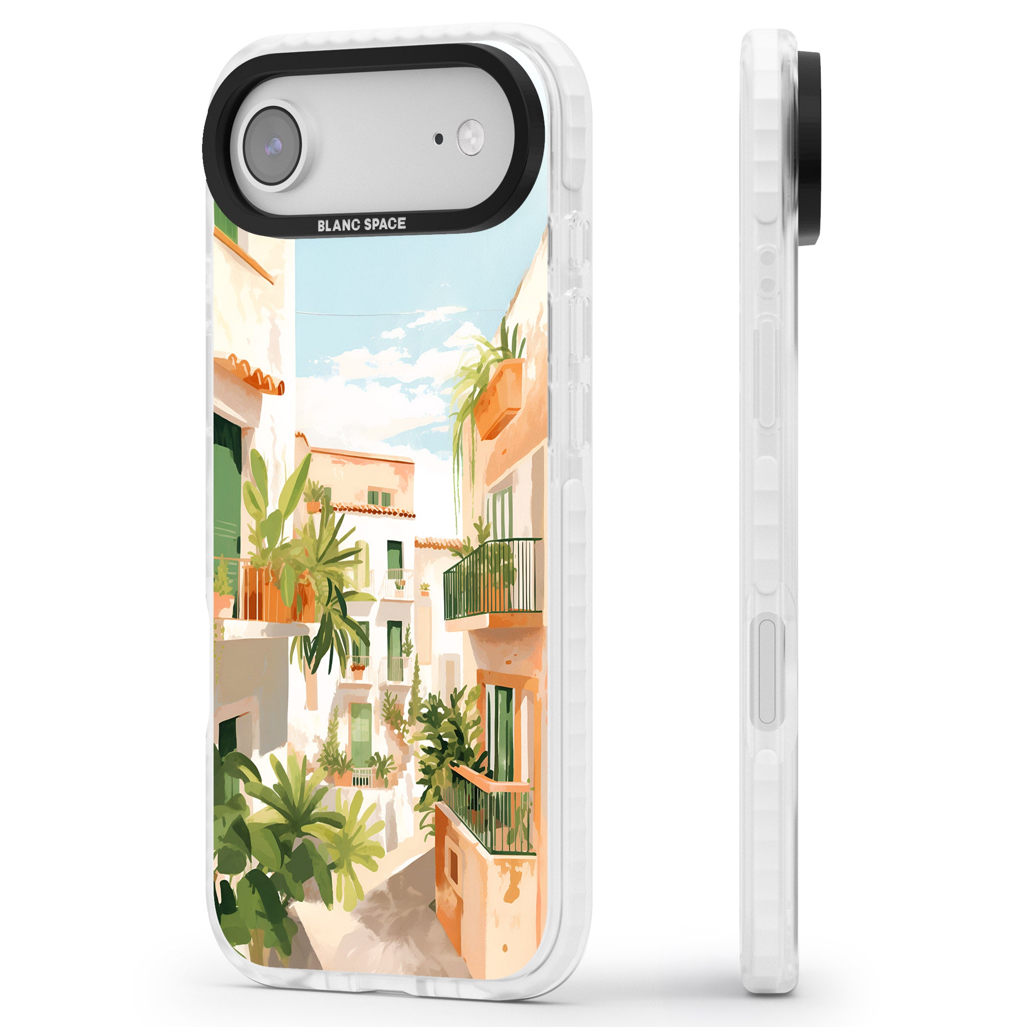 Tuscan Balconies iPhone 17 Air Impact Pro Clear Phone Case Side Profile