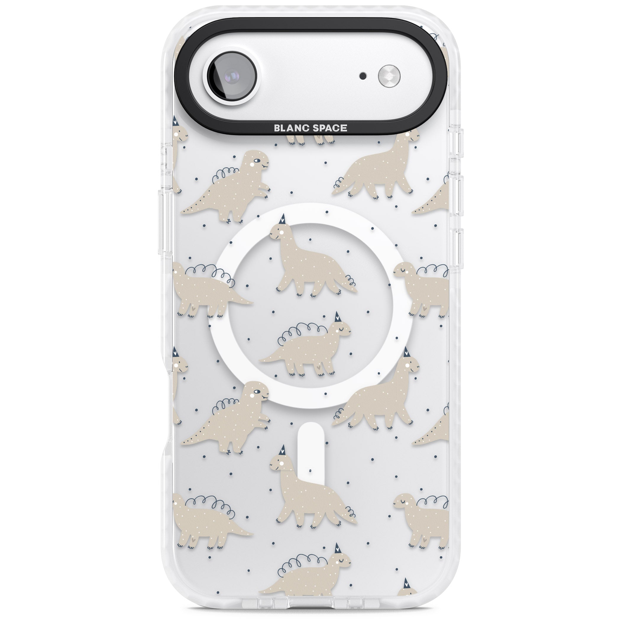 Adorable Dino Pattern iPhone 17 Air Impact Pro Clear Phone Case
