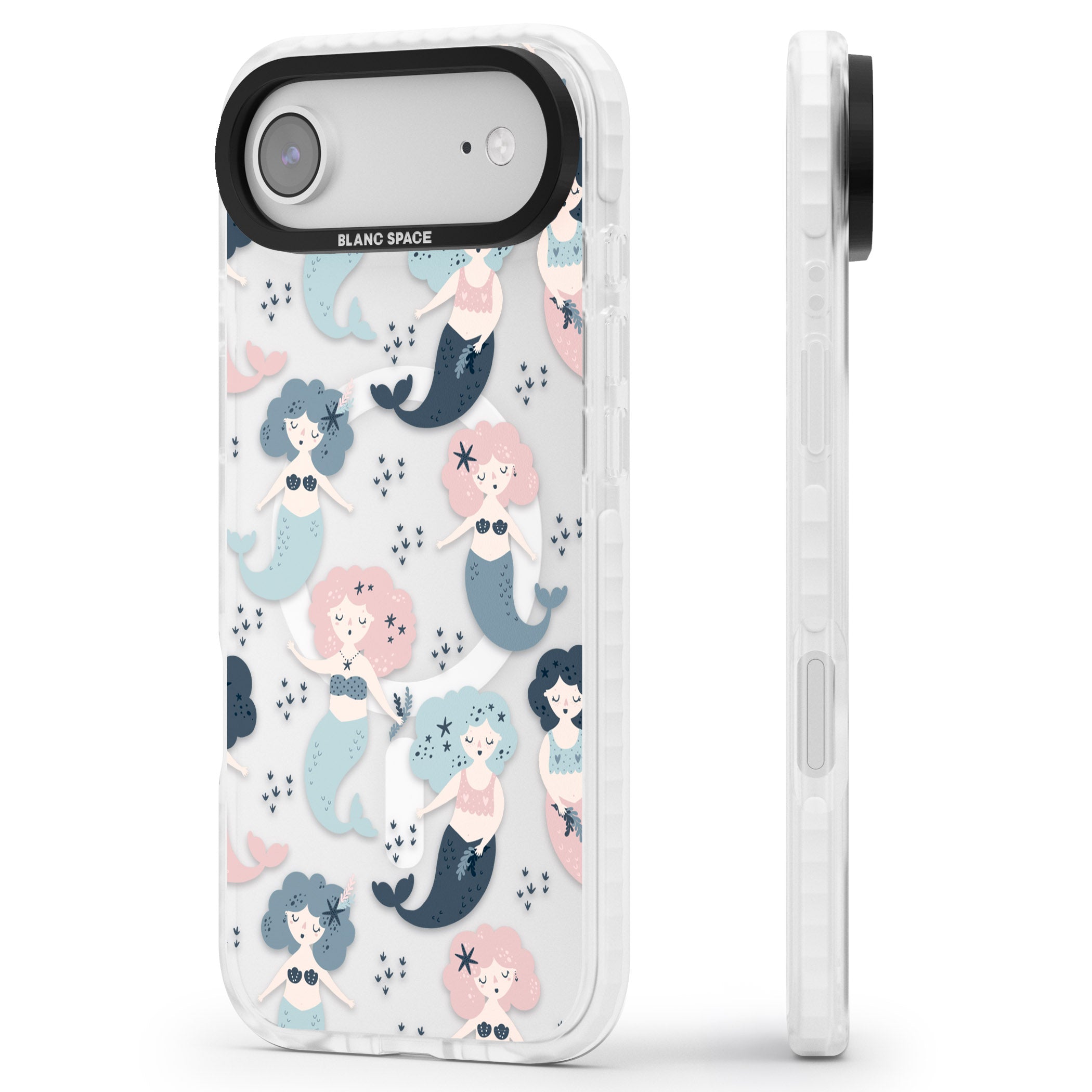 Pastel Mermaids iPhone 17 Air Impact Pro Clear Phone Case Side Profile