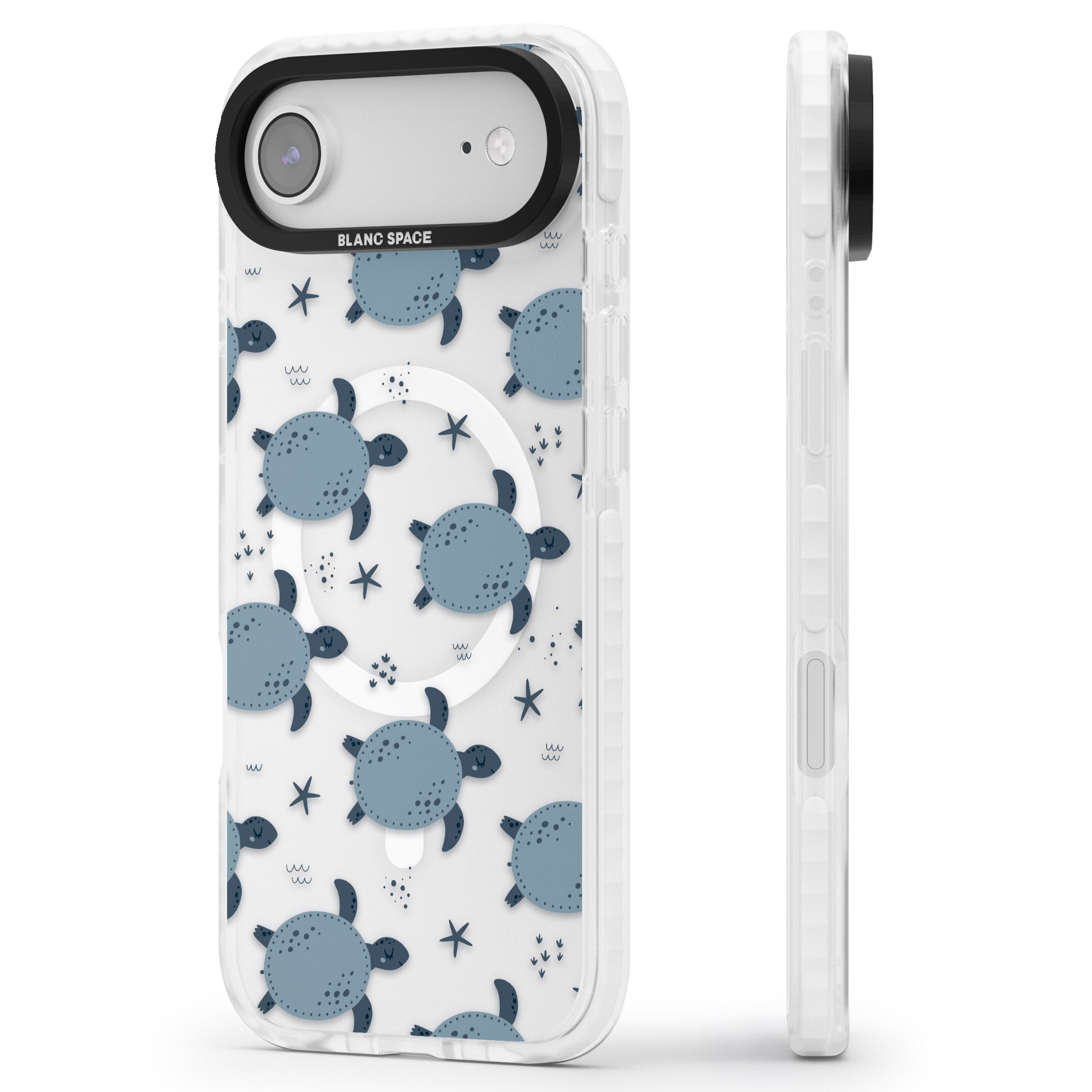 Under The Sea Patterns Sea Turtles (Clear) iPhone 17 Air Impact Pro Clear Phone Case Side Profile