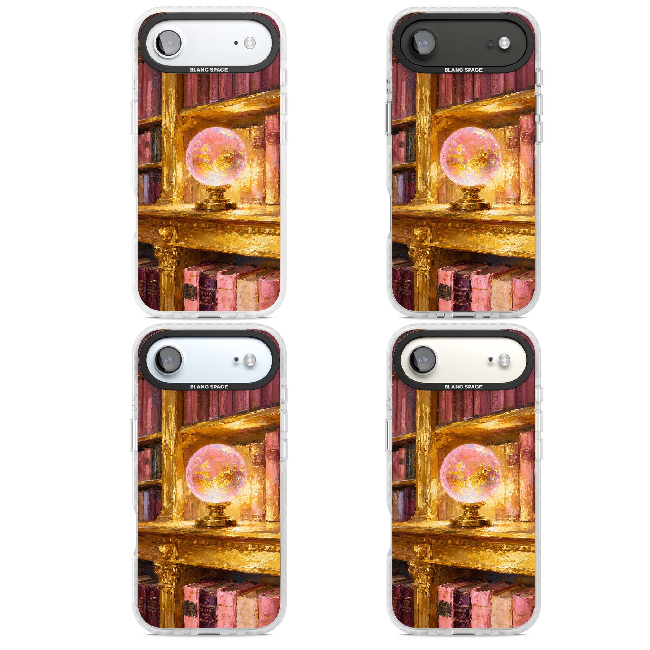 Gilded Library dark academia iPhone case featuring an oil painted crystal ball on a gilded library shelf with vintage | Impact Magsafe case for iPhone Air