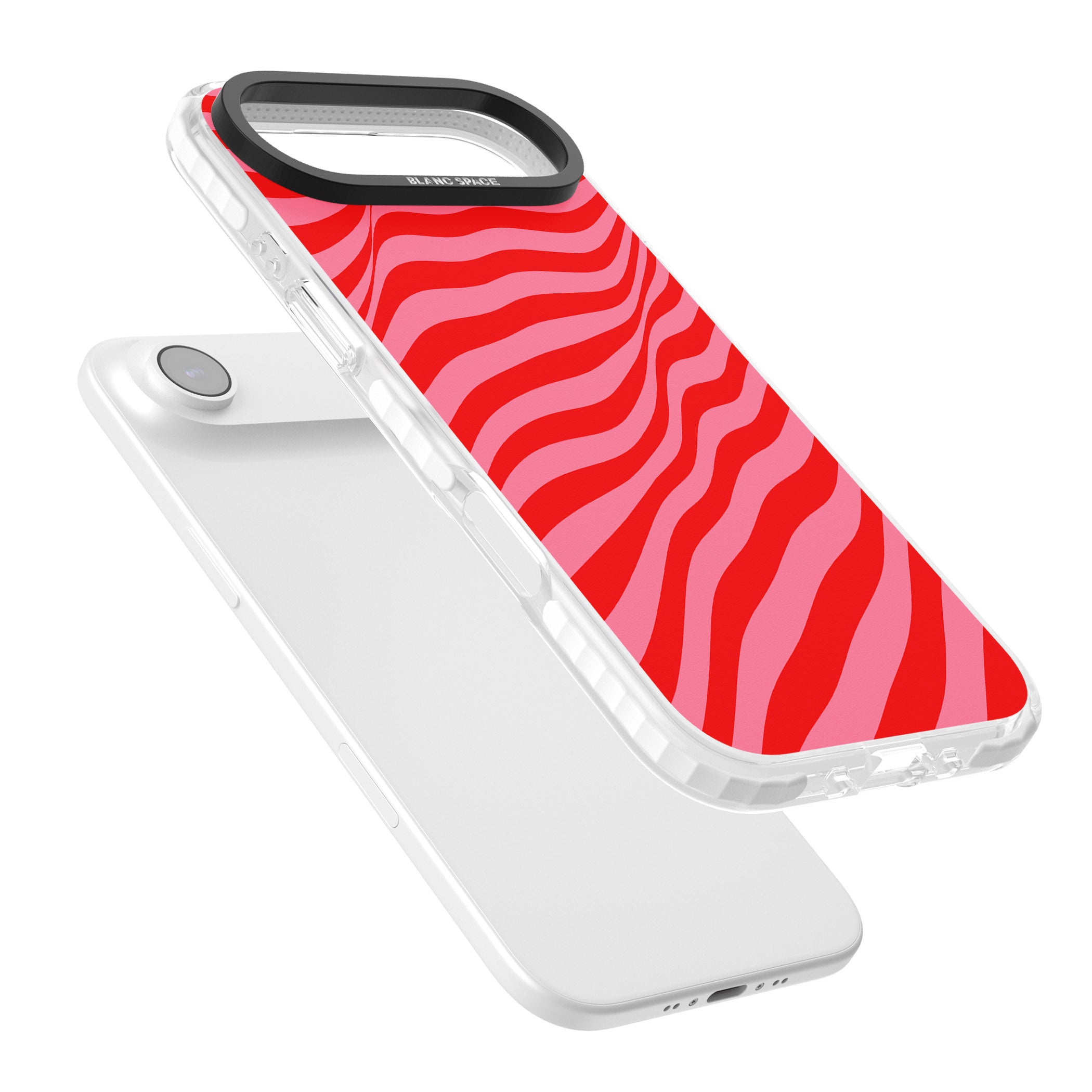 Pink & Red Distorted Line iPhone 17 Air Impact Pro Clear Phone Case Colours