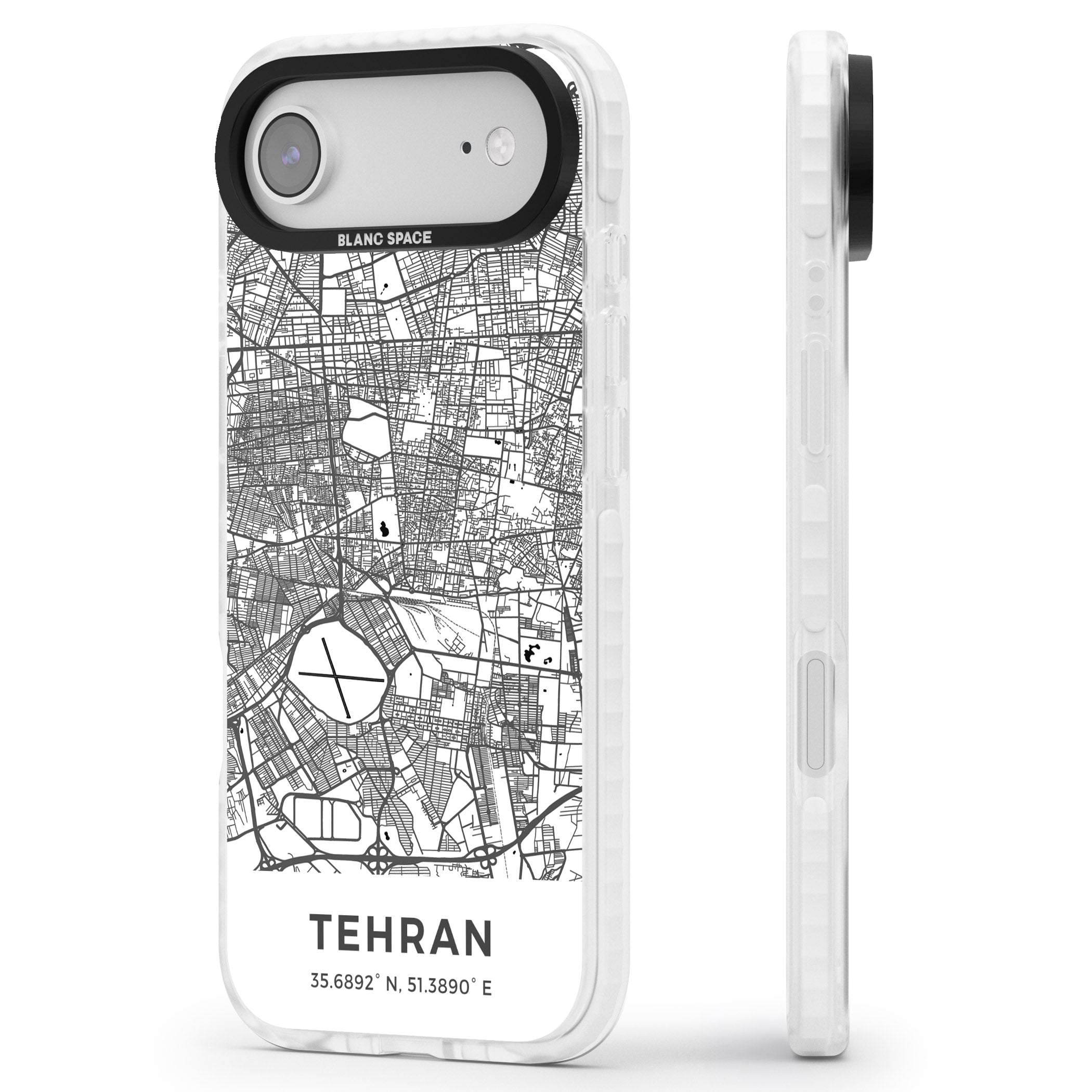 Tehran Map iPhone 17 Air Impact Pro Clear Phone Case Side Profile