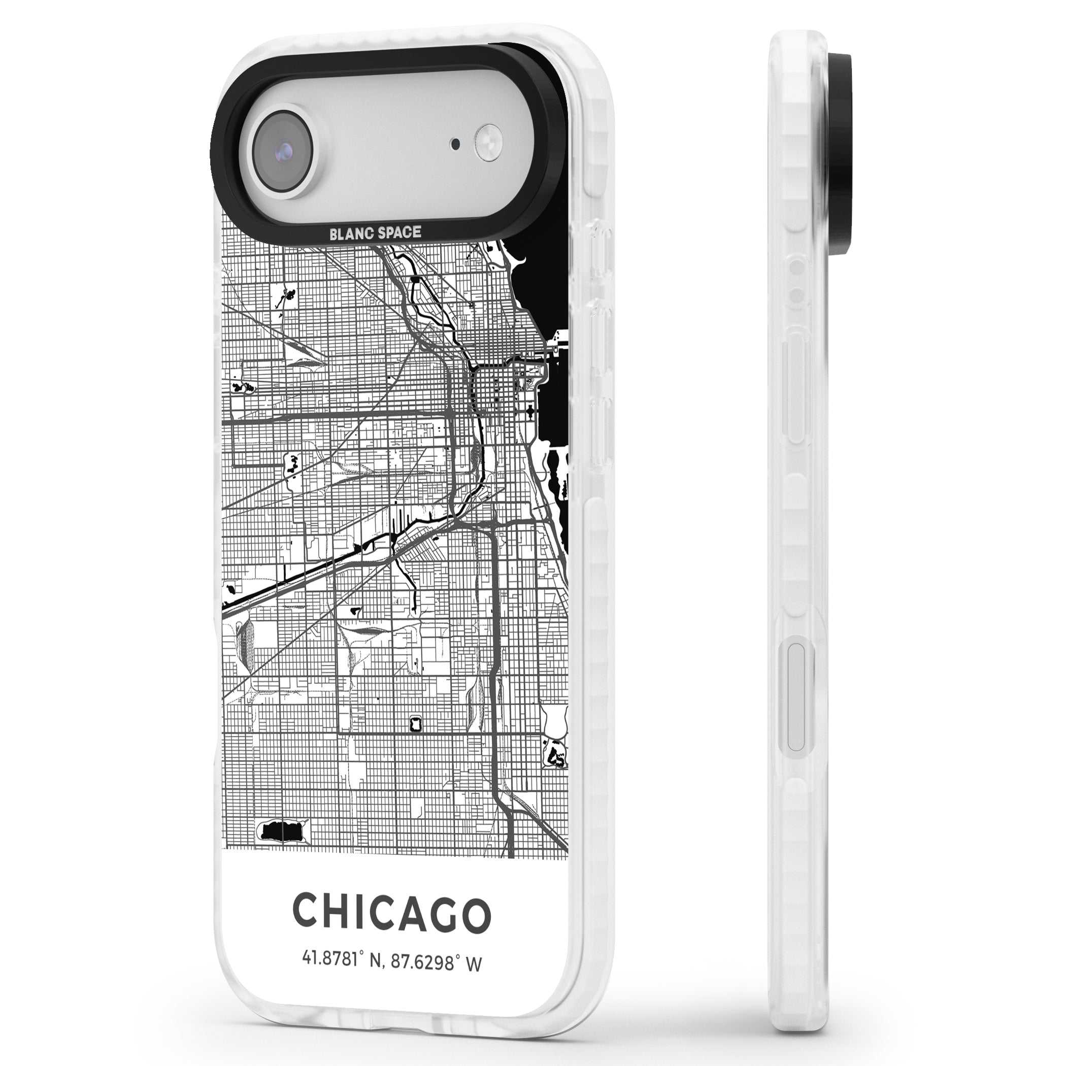 Chicago Map iPhone 17 Air Impact Pro Clear Phone Case Side Profile