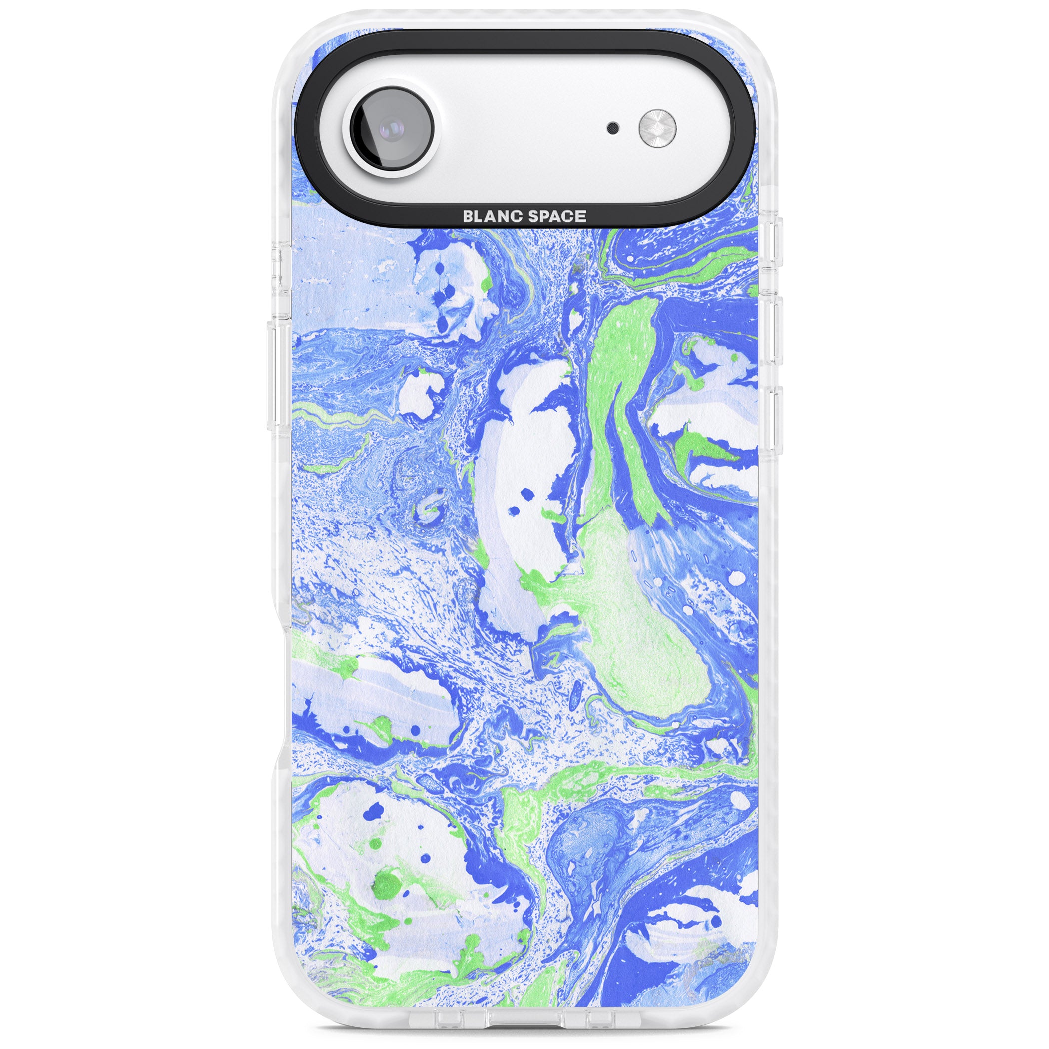 Dark Blue & Green Marbled Paper Pattern iPhone 17 Air Impact Pro Clear Phone Case