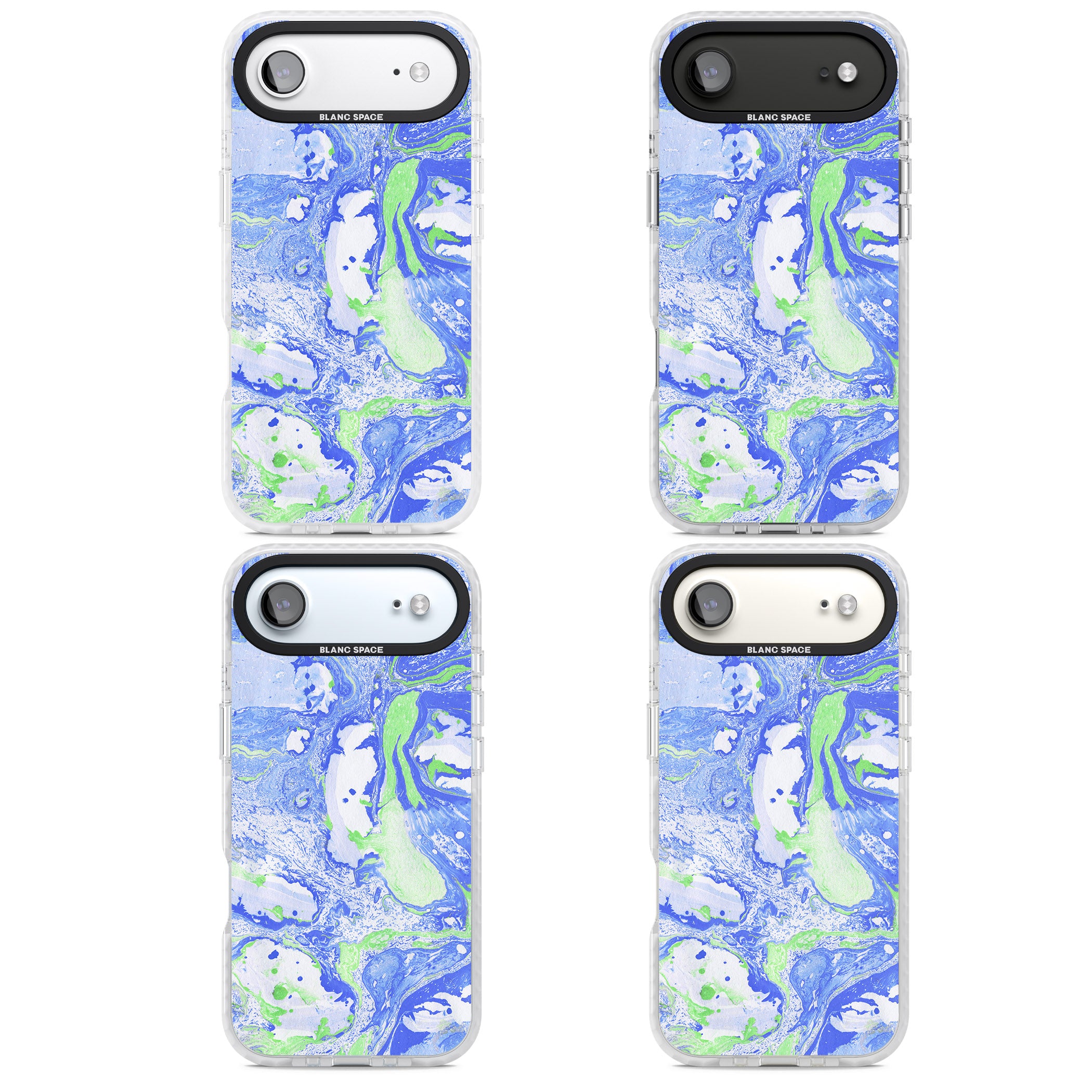 Dark Blue & Green Marbled Paper Pattern iPhone 17 Air Impact Pro Clear Phone Case APT Impact Protection