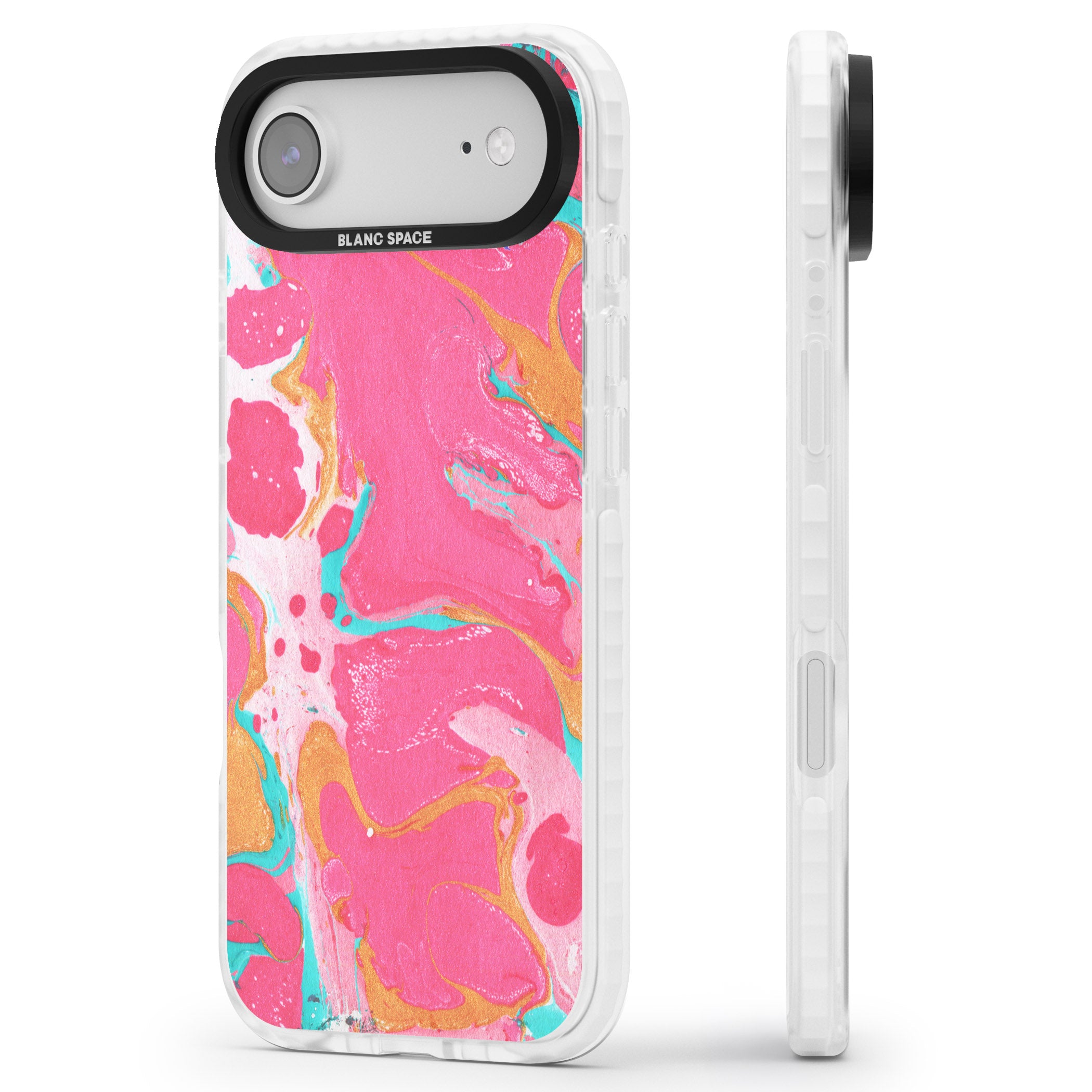 Vibrant Marbled Paper iPhone 17 Air Impact Pro Clear Phone Case Side Profile