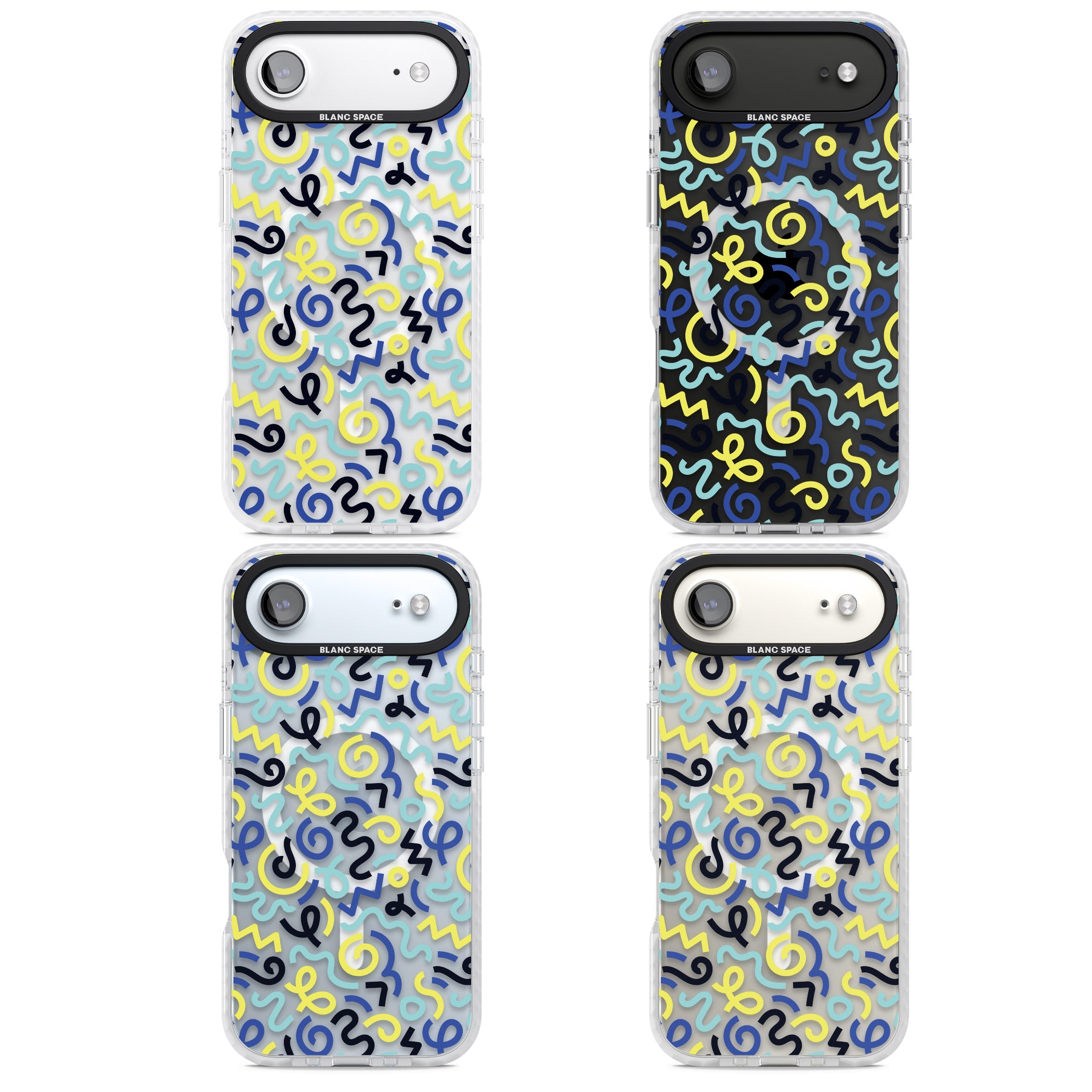 Blue & Yellow Memphis Retro iPhone 17 Air Impact Pro Clear Phone Case APT Impact Protection