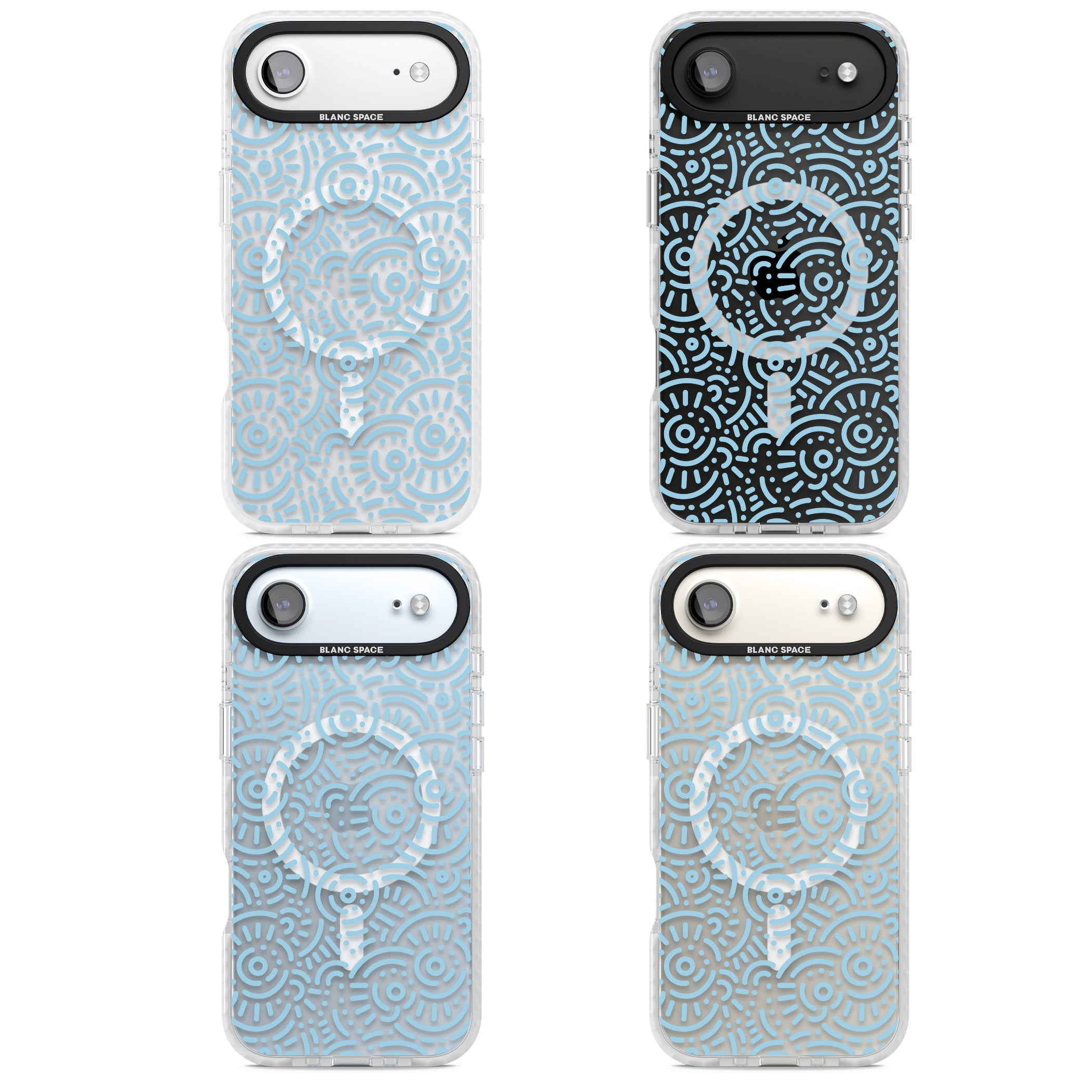 Light Blue Retro Pattern iPhone 17 Air Impact Pro Clear Phone Case APT Impact Protection