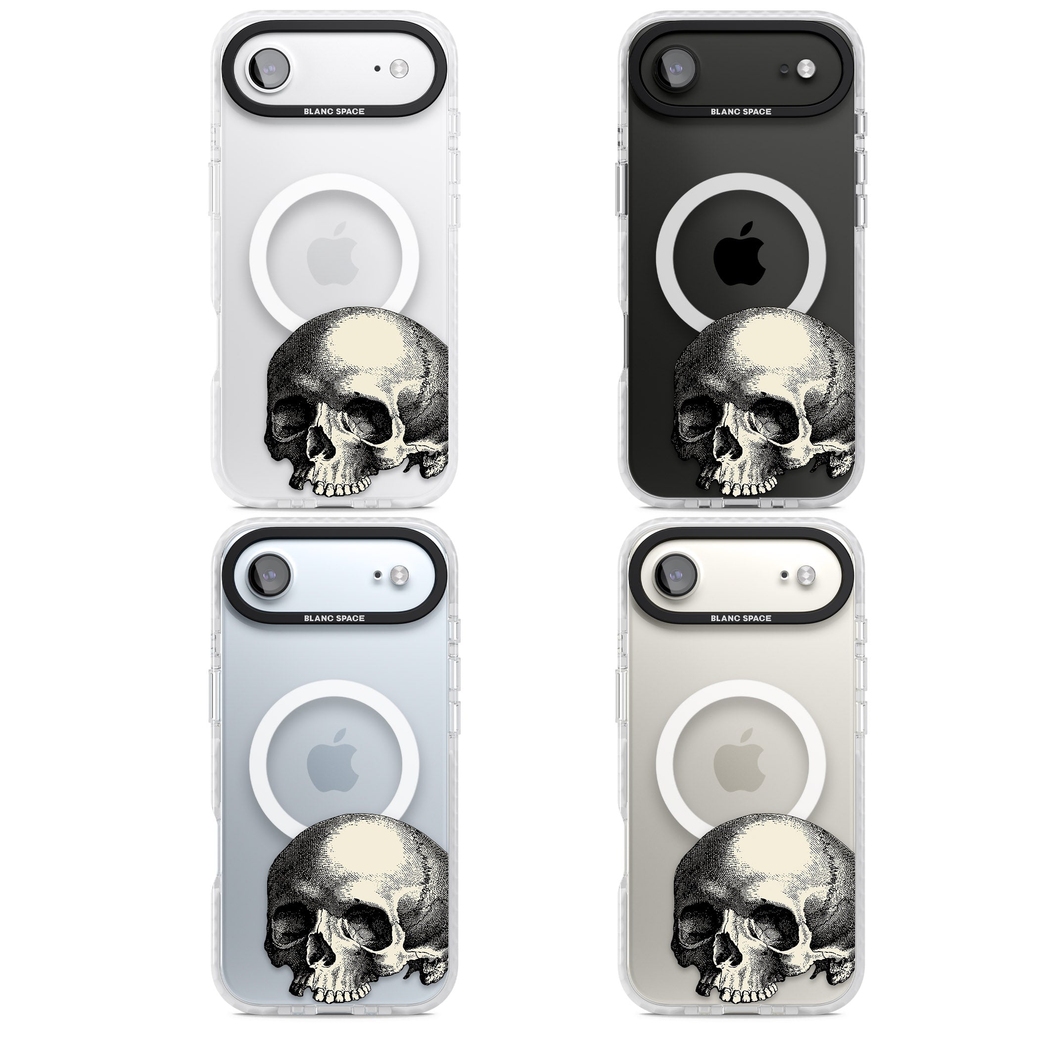 Minimal Vintage Skull iPhone 17 Air Impact Pro Clear Phone Case APT Impact Protection